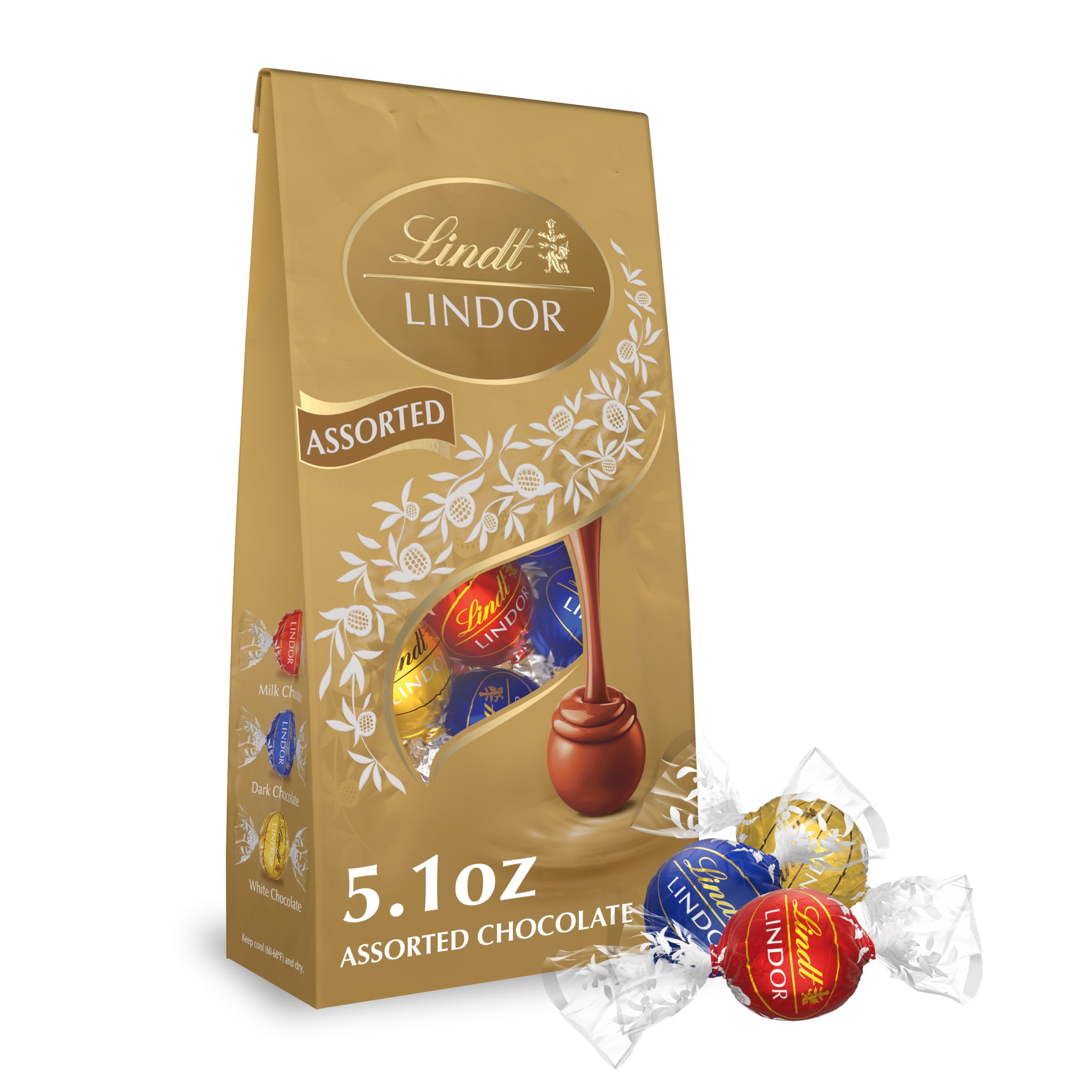 Lindt Lindor Assorted Chocolate Truffles, Premium Gourmet Confectionery (Assorted Flavors, 5.1 oz) o42hq