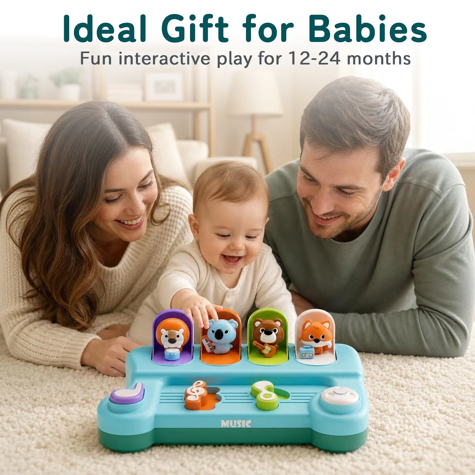 Dimoarch Pop Up Interactive Musical Toy for Toddlers, Educational Cause and Effect Activity Center (14.01 x 8.31 x 4.37 in) fd5a6