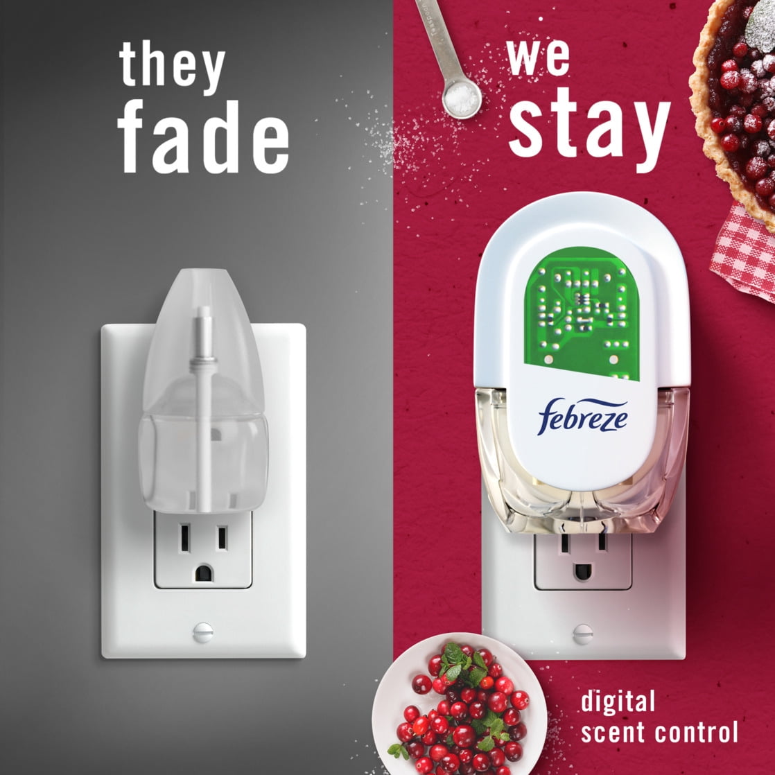 Febreze Fade Defy PLUG Air Freshener Scented Oil Refill, Cranberry Crumble, (2 Refills) gku0s