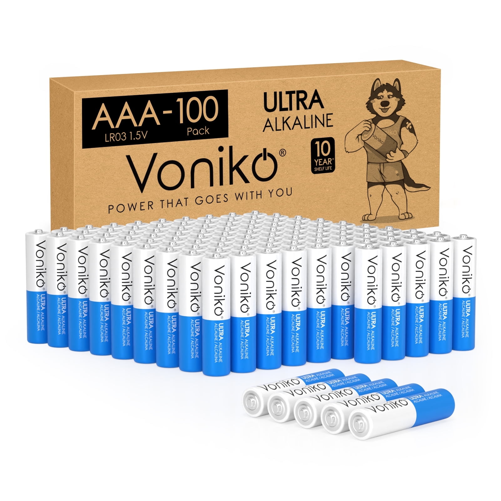 Voniko AAA Alkaline Batteries, Long-Lasting Power for Electronic Devices (100 Pack) a6yl5