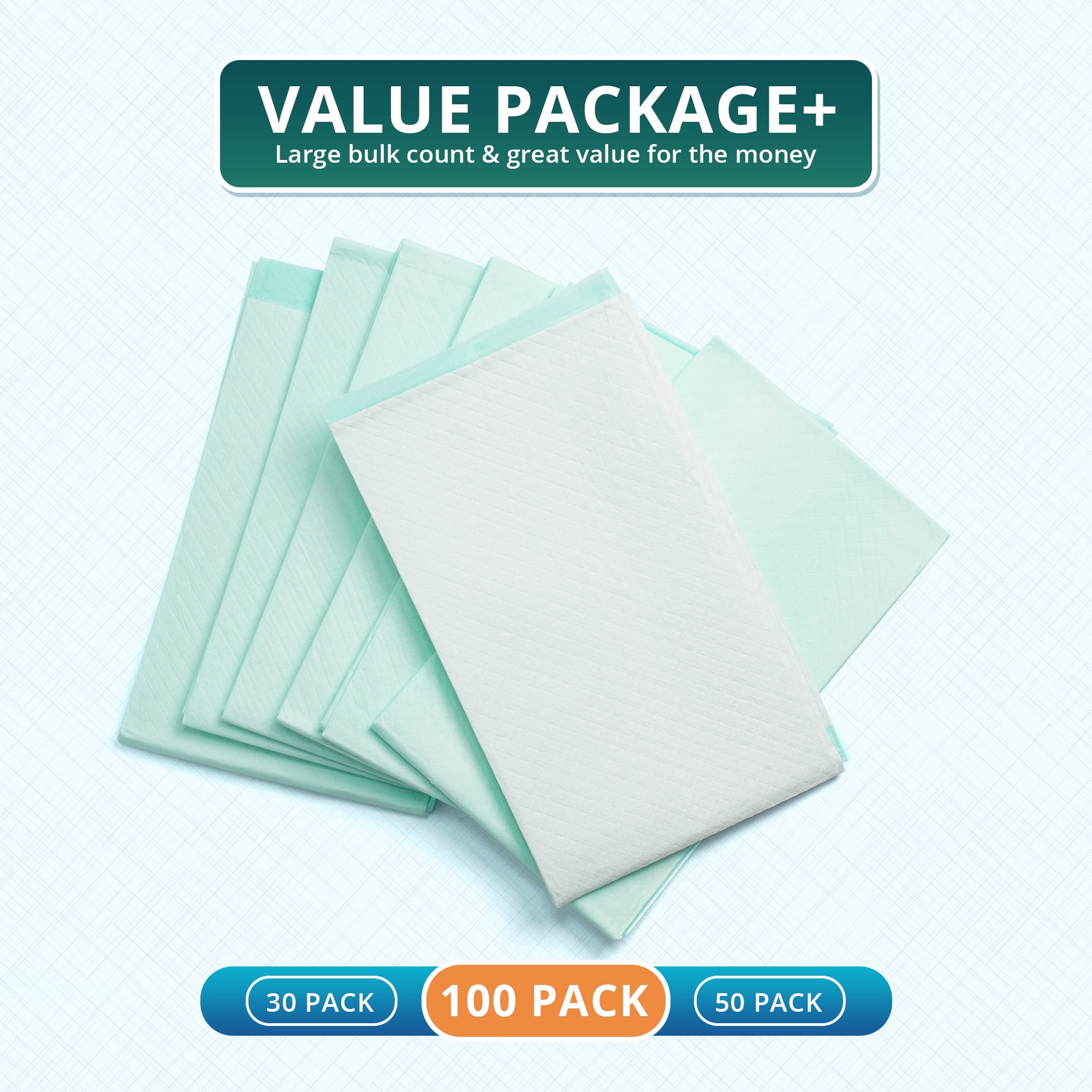 BOKYAN Disposable Incontinence Bed Pads (30 in x 36 in, 100 Count) 064lp