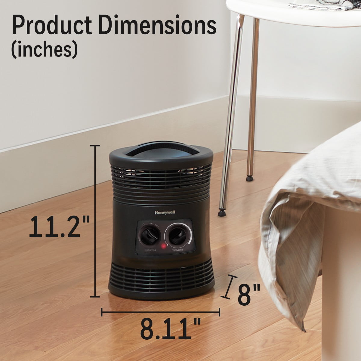 Honeywell Surround Heat Ceramic Heater, Portable Electric Space Heater with Adjustable Thermostat (Black, 1 Unit) aacsu