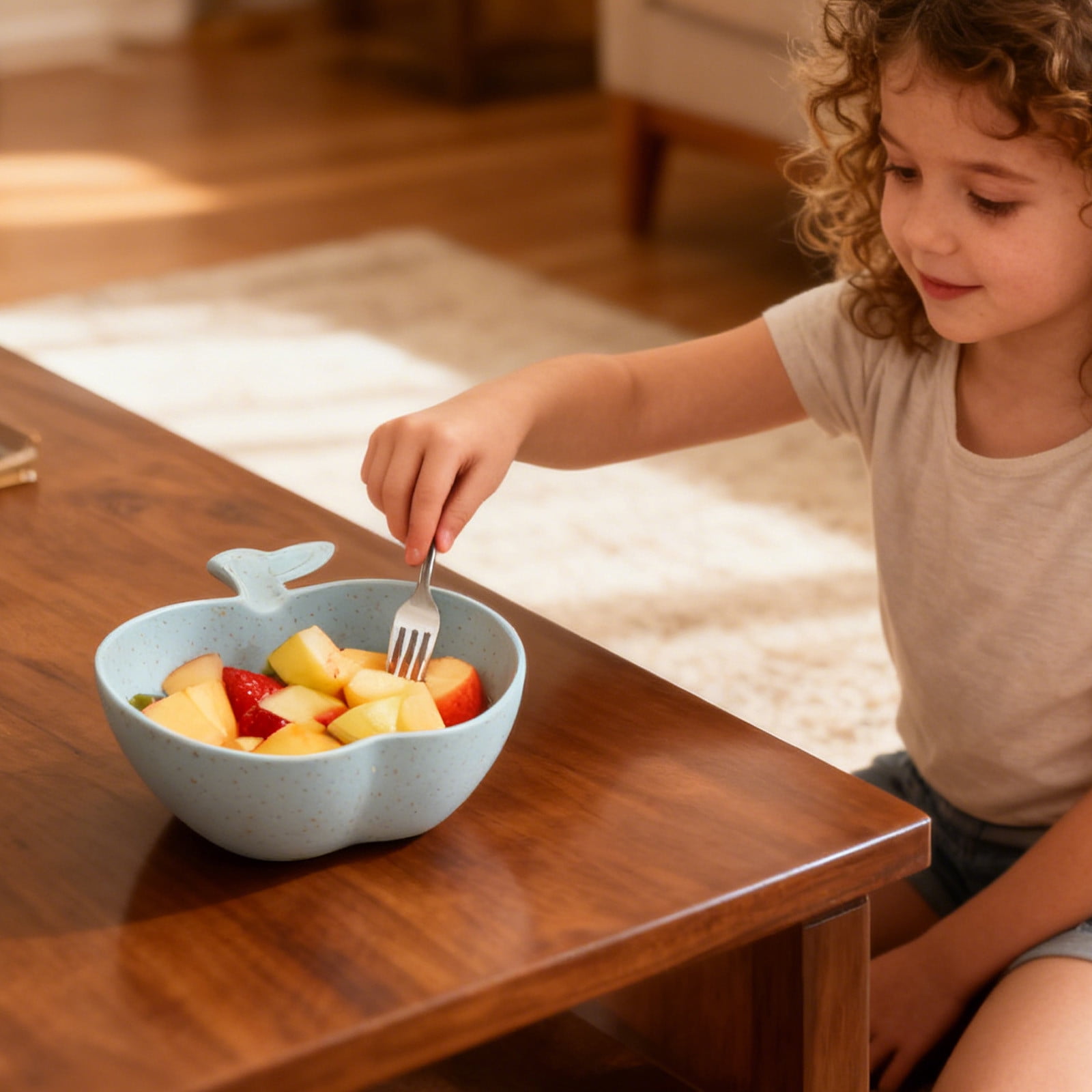 WEGFTDUOP Cute-Shaped Kids Bowl, Durable BPA-Free Tableware for Toddlers and Daily Meals (Blue, 1 Pack) 8bseo