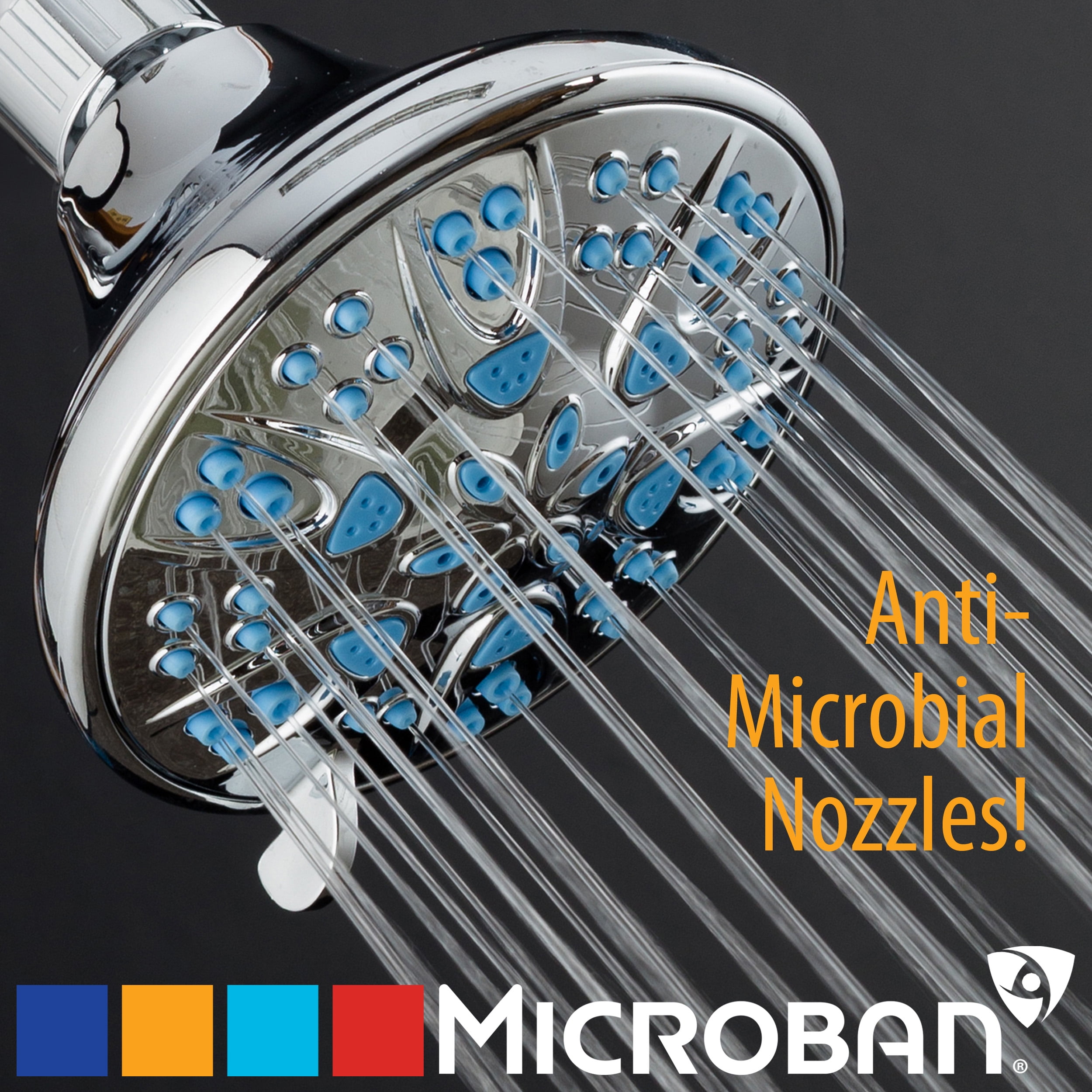 AquaDance High-Pressure 6-Setting Shower Head with Microban Antimicrobial Protection (Chrome, 4 in) 54xe1