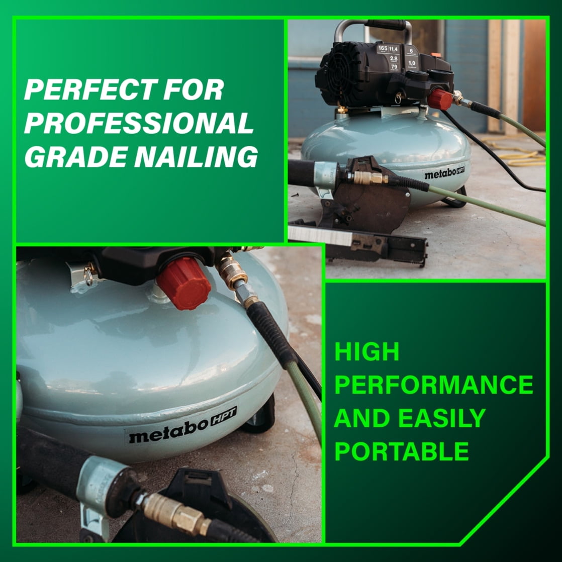 Metabo HPT Pancake Air Compressor, Oil-Free High-Efficiency Motor (6 Gallon) 2falj