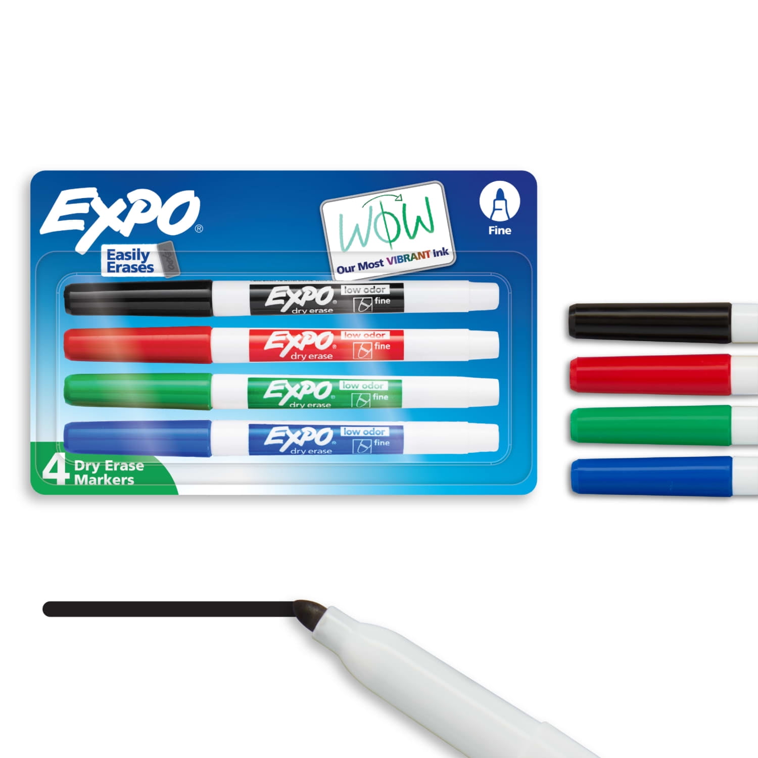 Expo Dry Erase Markers, Fine Tip, Low-Odor Ink, Assorted Colors (4 Count) chl8v
