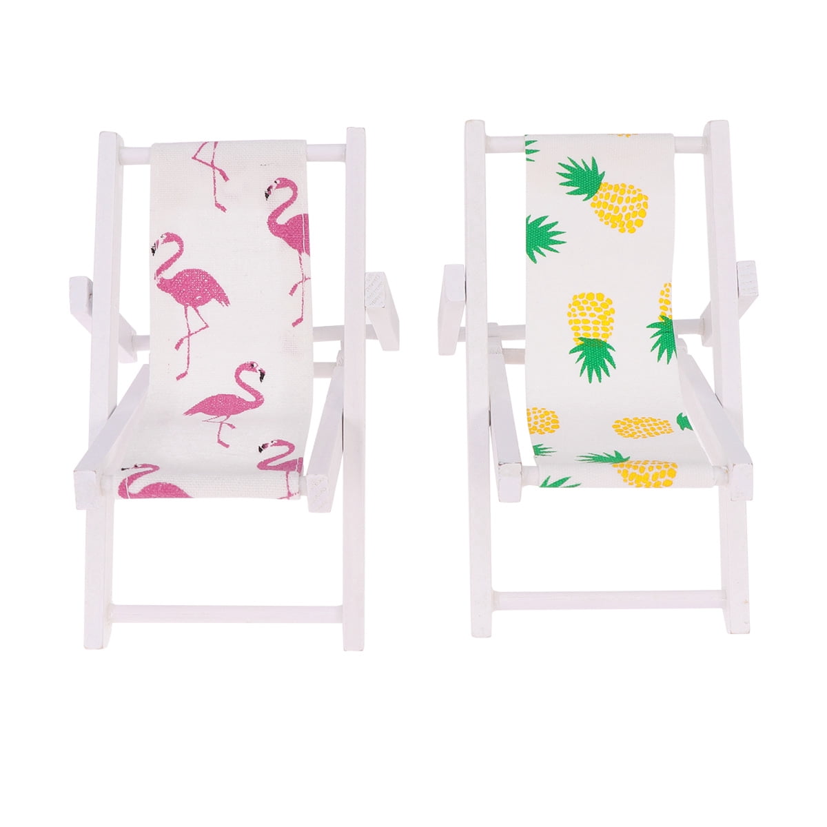 Masteelf Mini Wood Beach Chair Phone Holder Set for Kids Party Decor (White, 2 Pcs) ry6g2
