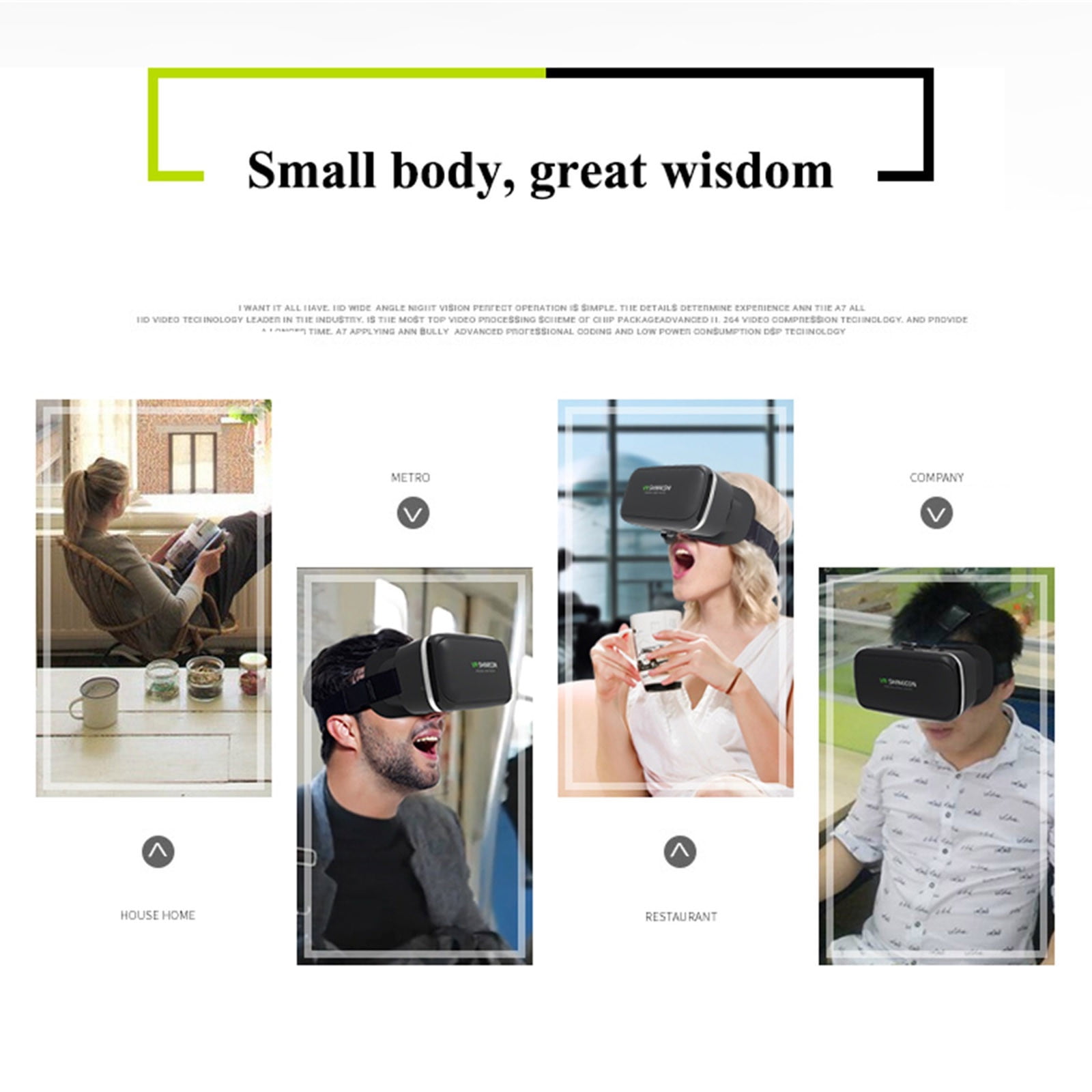 Uscallm Virtual Reality VR Headset for Smartphones, Immersive 3D Gaming and Movie Glasses (Black, One Size) 1oex0