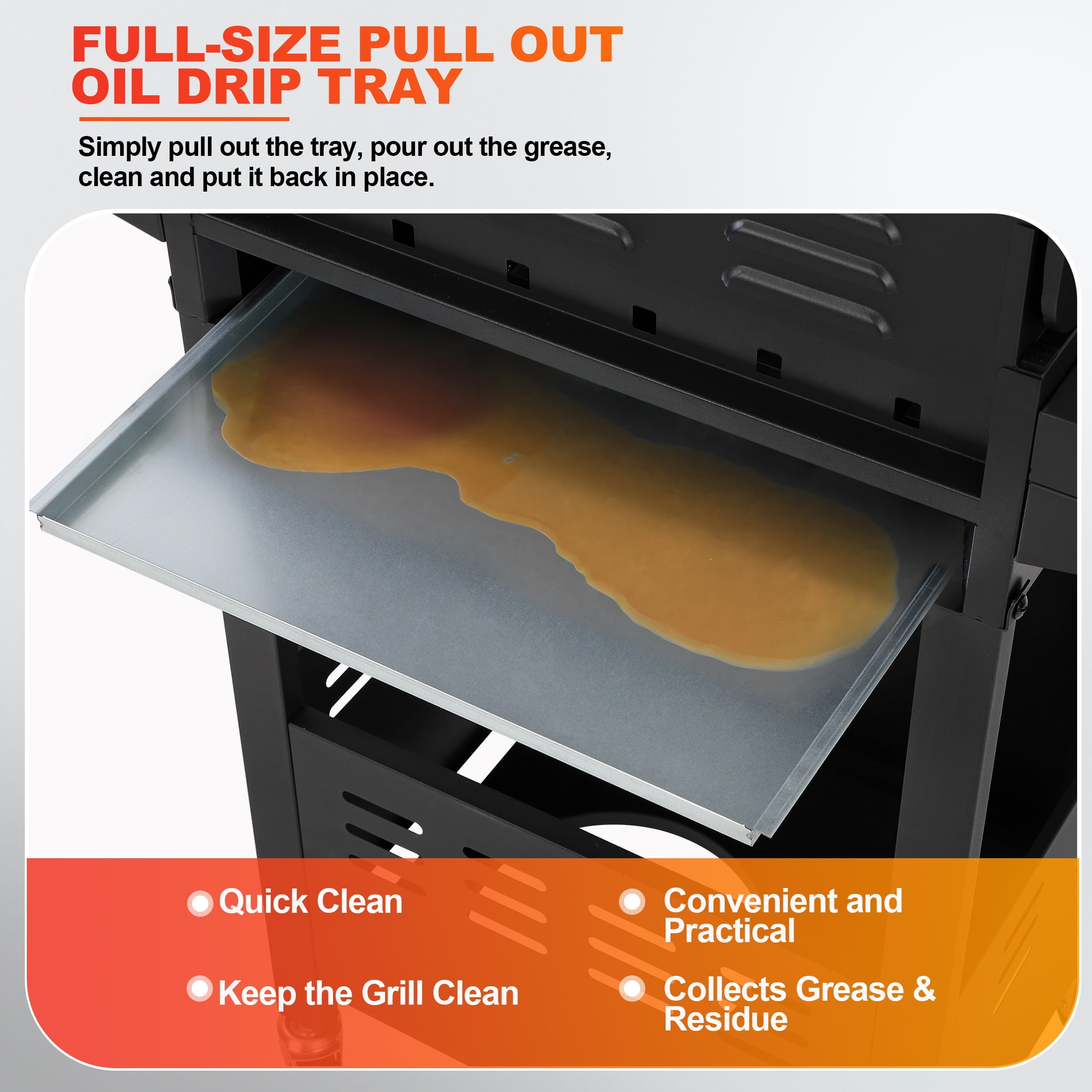 Segmart 3-Burner Propane Gas Grill with Side Burner and Thermometer (40000 BTU, 338 sq. in. Cooking Area) 54wni
