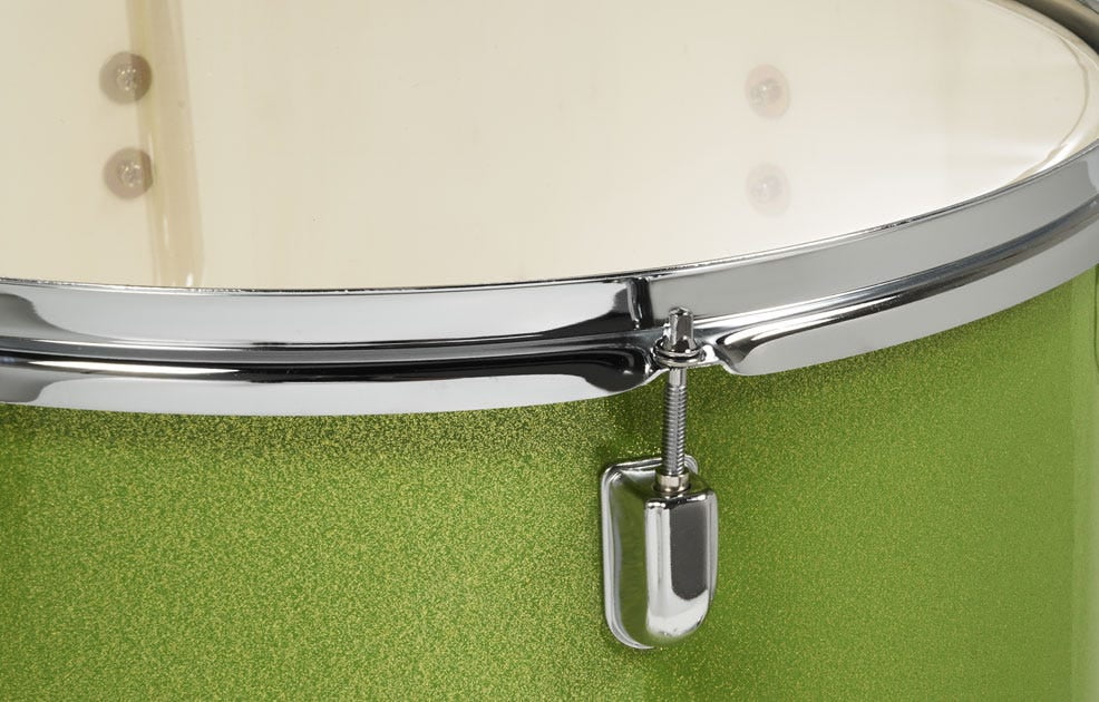 PDP Center Stage 5-Piece Full Drum Kit with Hardware and Cymbals (Electric Green Sparkle, 10/12/14/22 in) wydzs