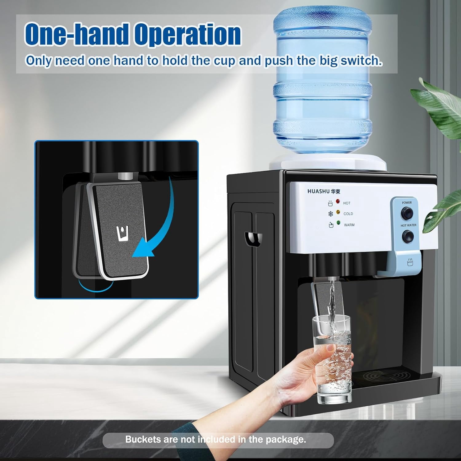 LEYSRIS Countertop Electric Water Dispenser, Hot and Cold Drinking Water Machine for Home and Office (White, 14.17 in x 10.63 in x 9.45 in) nzvgz