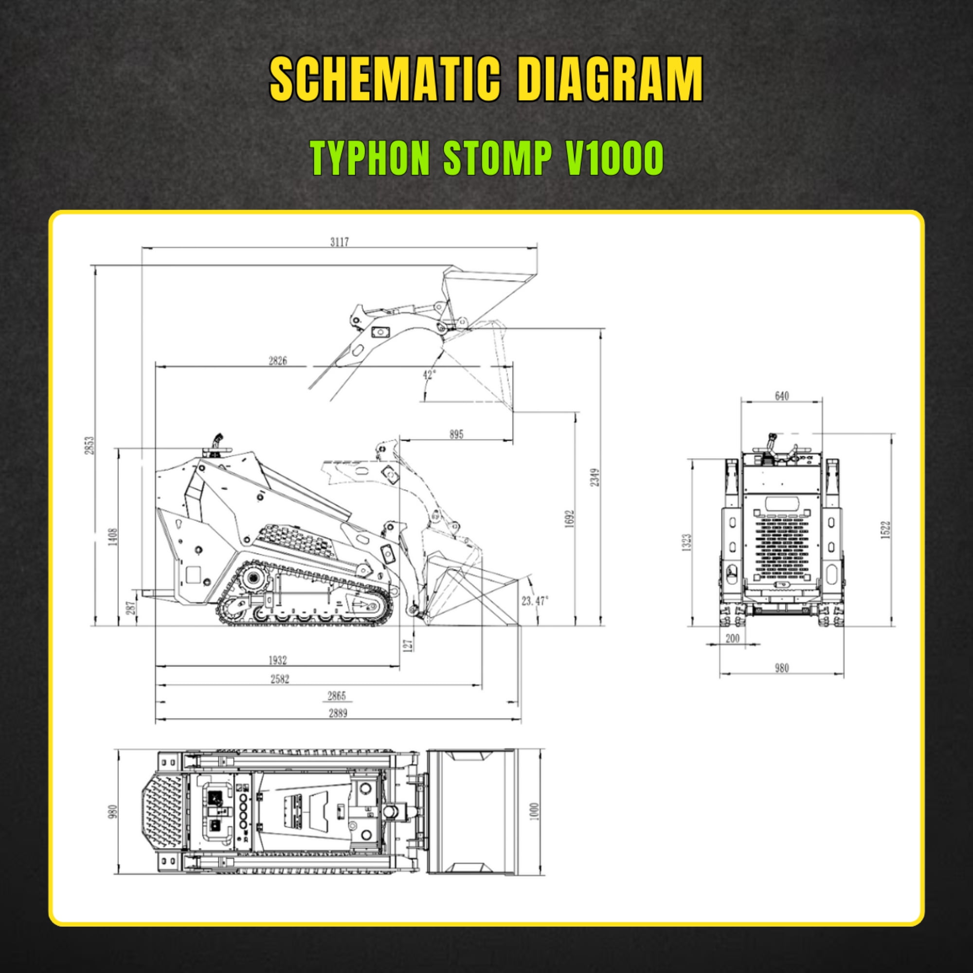 TYPHON STOMP V1000 Diesel Skid Steer Loader (Green, 1.5 Ton) znrn3