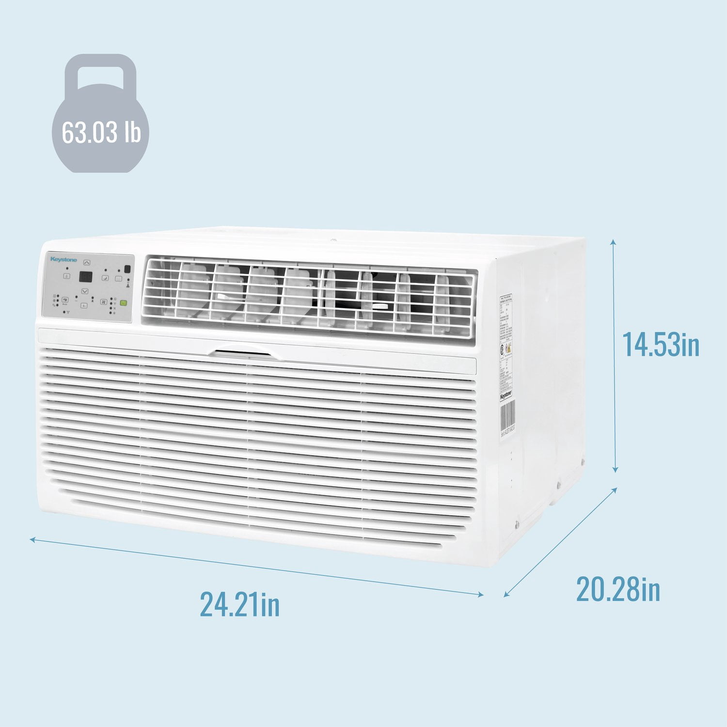 Keystone 12,000 BTU Through-the-Wall Air Conditioner with Remote Control (White, 550 sq. ft.) vuydk
