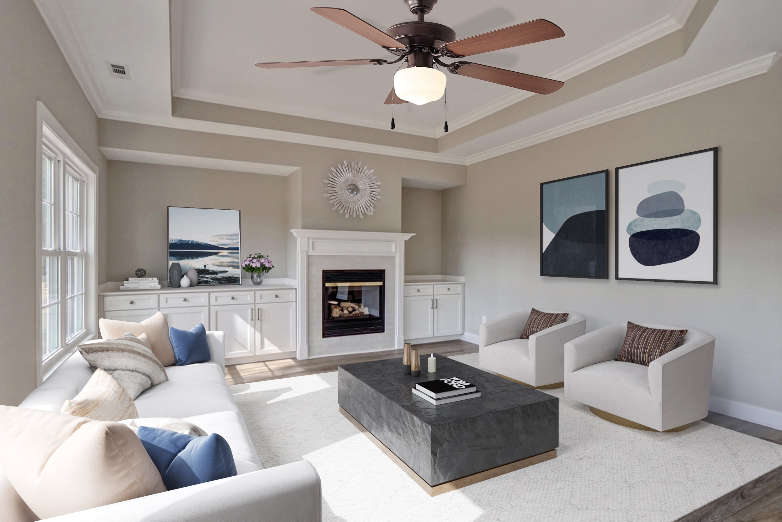 Mainstays 52 in Ceiling Fan with Light Kit, Reversible Motor, 5 Blades (Oil Rubbed Bronze, 52 in) mvlon