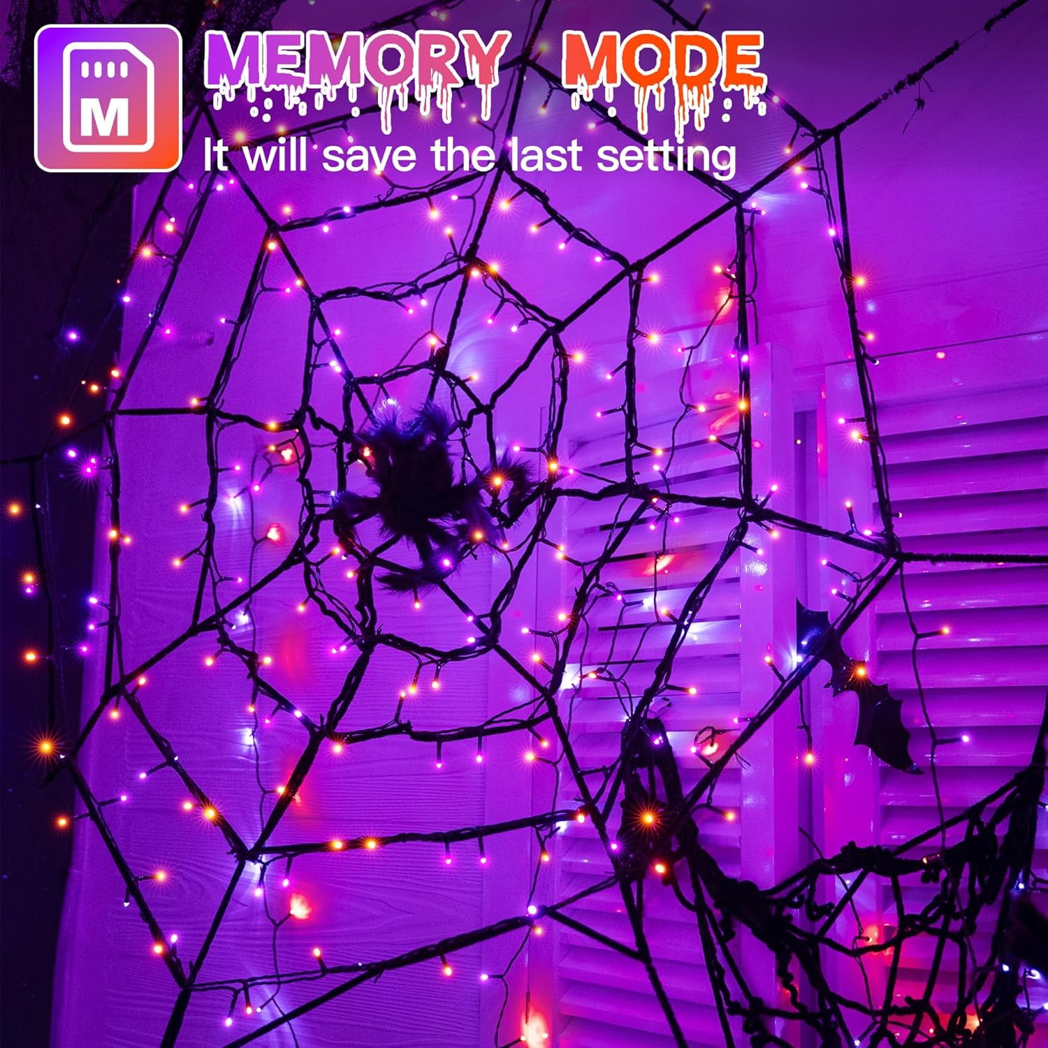Generic 200 LED Halloween String Lights, Waterproof Outdoor Decorative Lighting with 8 Modes (Orange and Purple, 66 ft) hxw36