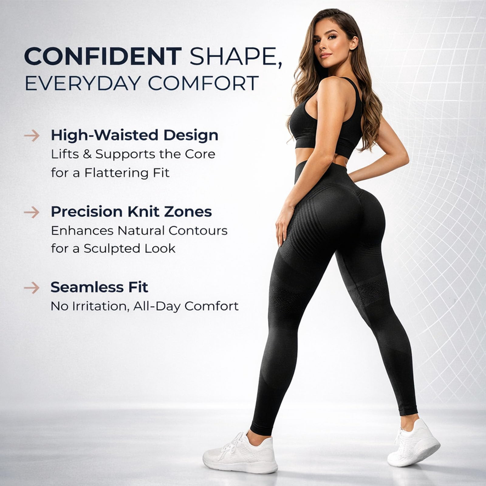 Generic High Waist Sculpting Leggings 3D Seamless Compression Yoga Workout Pants (Grey, S) xcjdy