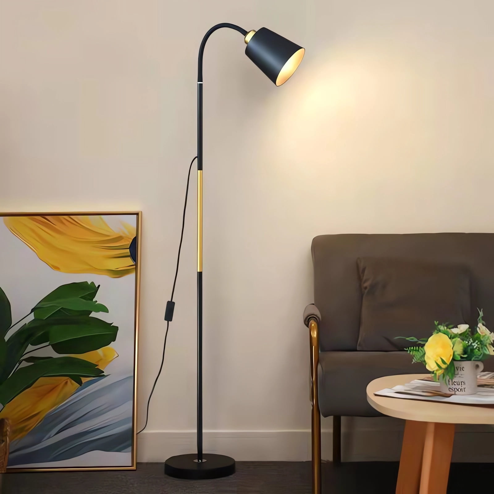 Meromore Adjustable Gooseneck Floor Lamp for Living Room with 3-Color LED Bulb (60 in) rus79