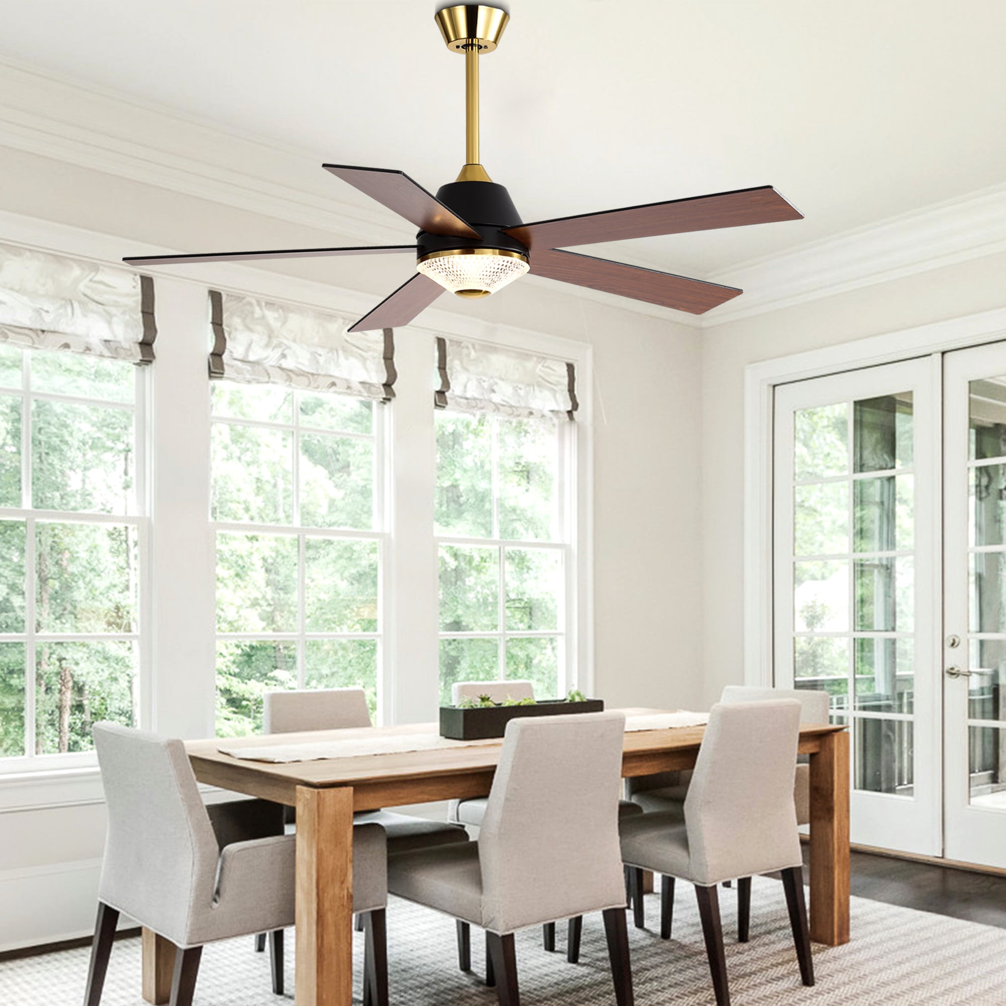 Bella Depot 52 in Modern Ceiling Fan with Light and Remote Control (Black, 52 in) lzs8o