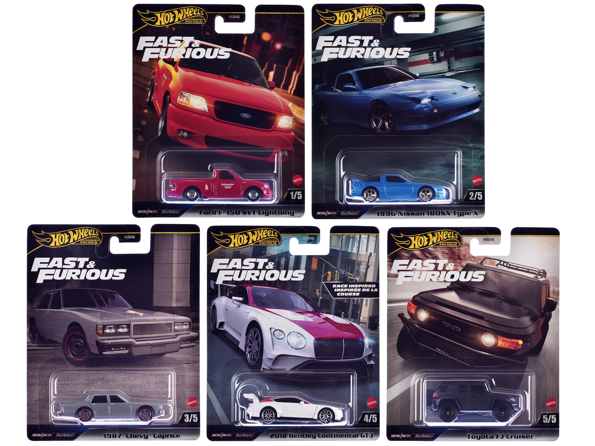 Hot Wheels Fast & Furious 2024 Diecast Model Car Set (5-Piece, 3 in) t1y0r