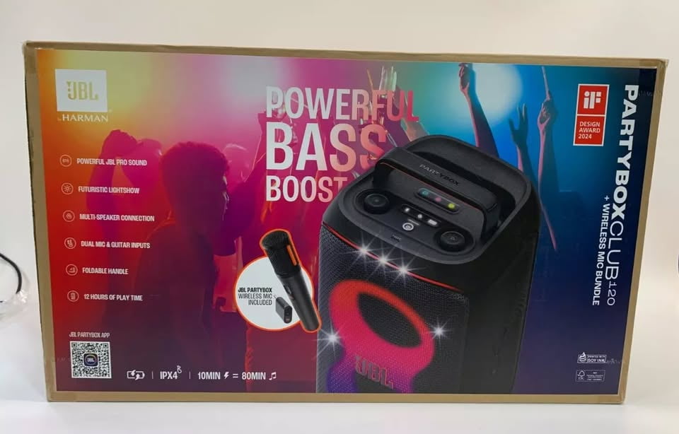 JBL PartyBox Club 120 Portable Bluetooth Party Speaker with Wireless Microphone (Black) l649i