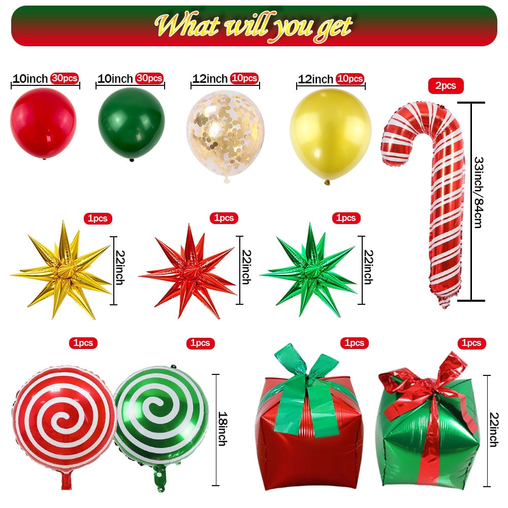 Qwaerplpn Christmas Balloon Arch Kit, Festive Holiday Party Decorations (Gold, Green, Red, 70 Piece) v9jtk