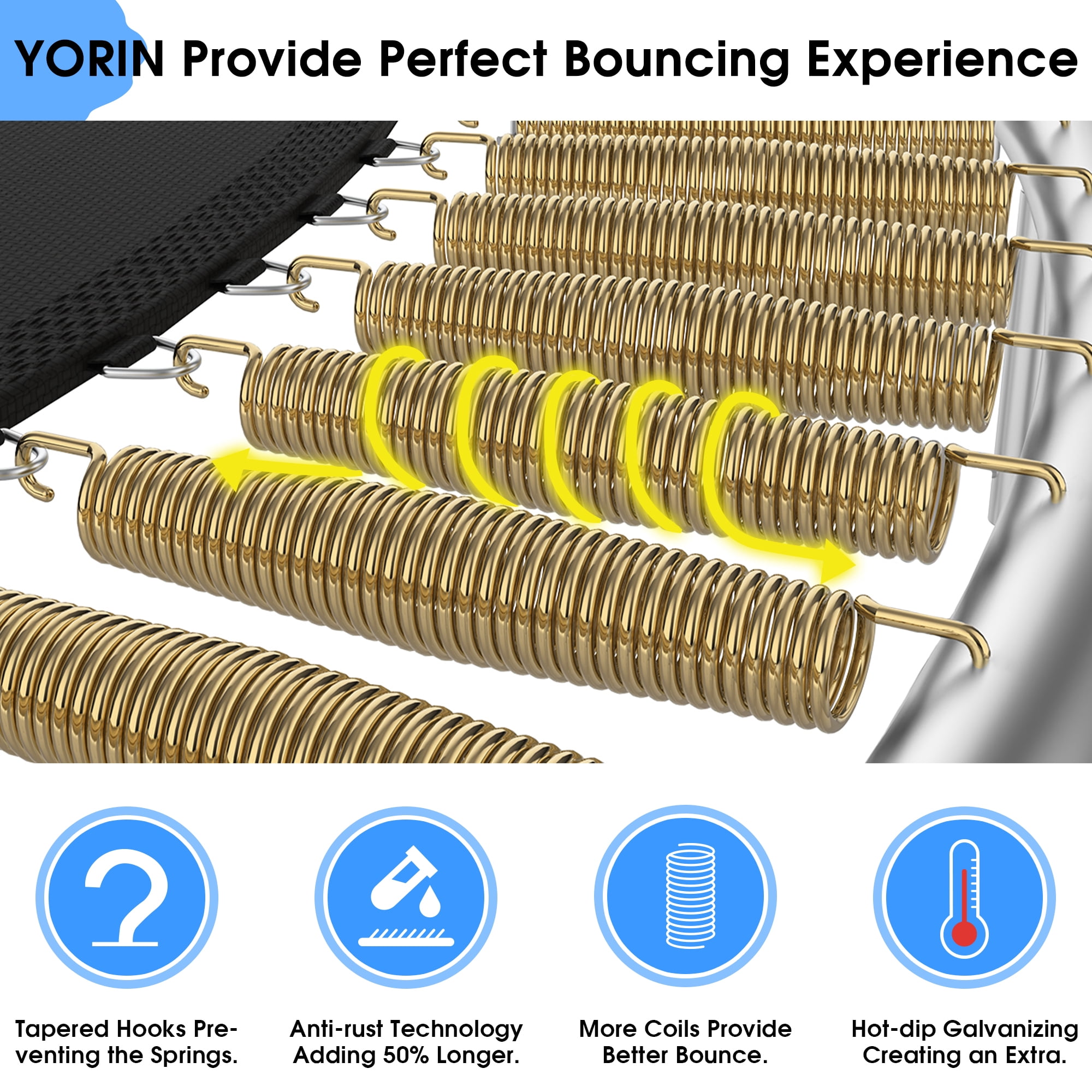 YORIN 10FT Round Recreational Trampoline with Enclosure Net, Ladder, and Safety Padding (1000 lb Capacity) t5cfj