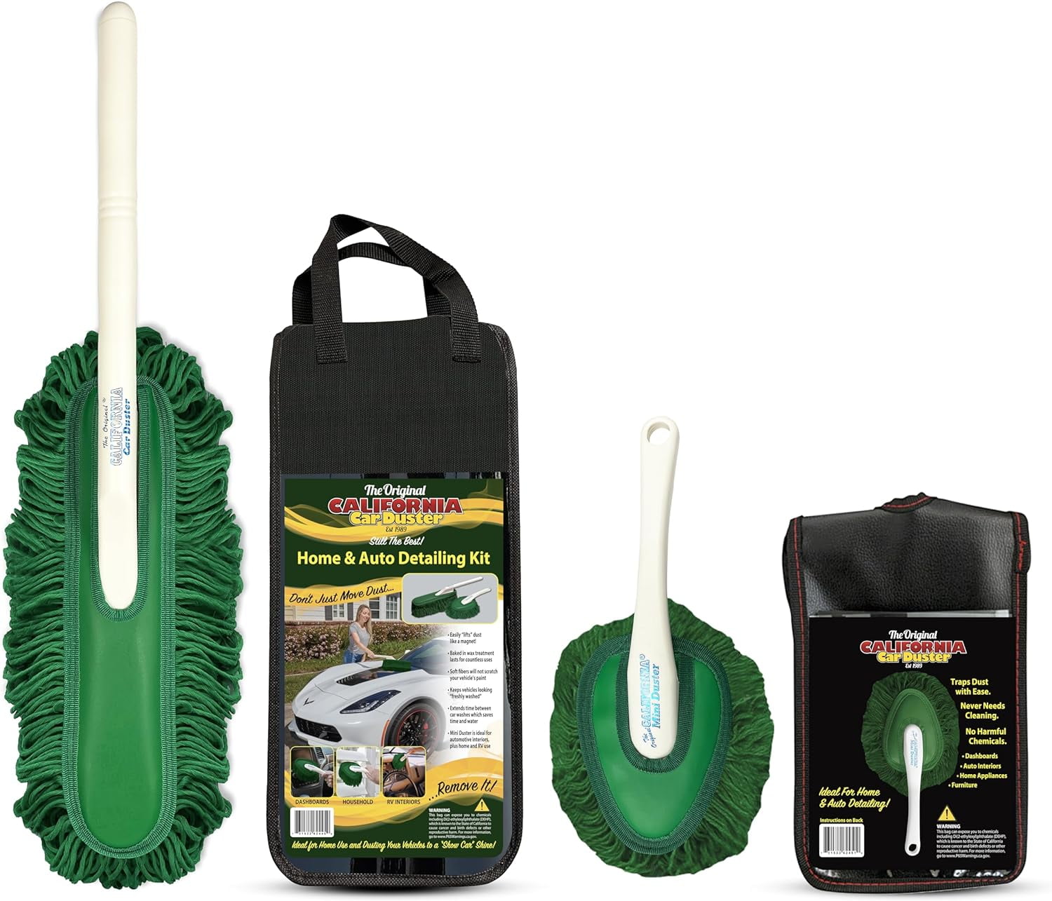 California Car Duster Detailing Combo Set with Plastic Handle (Green, 2-Piece) 5dqd9