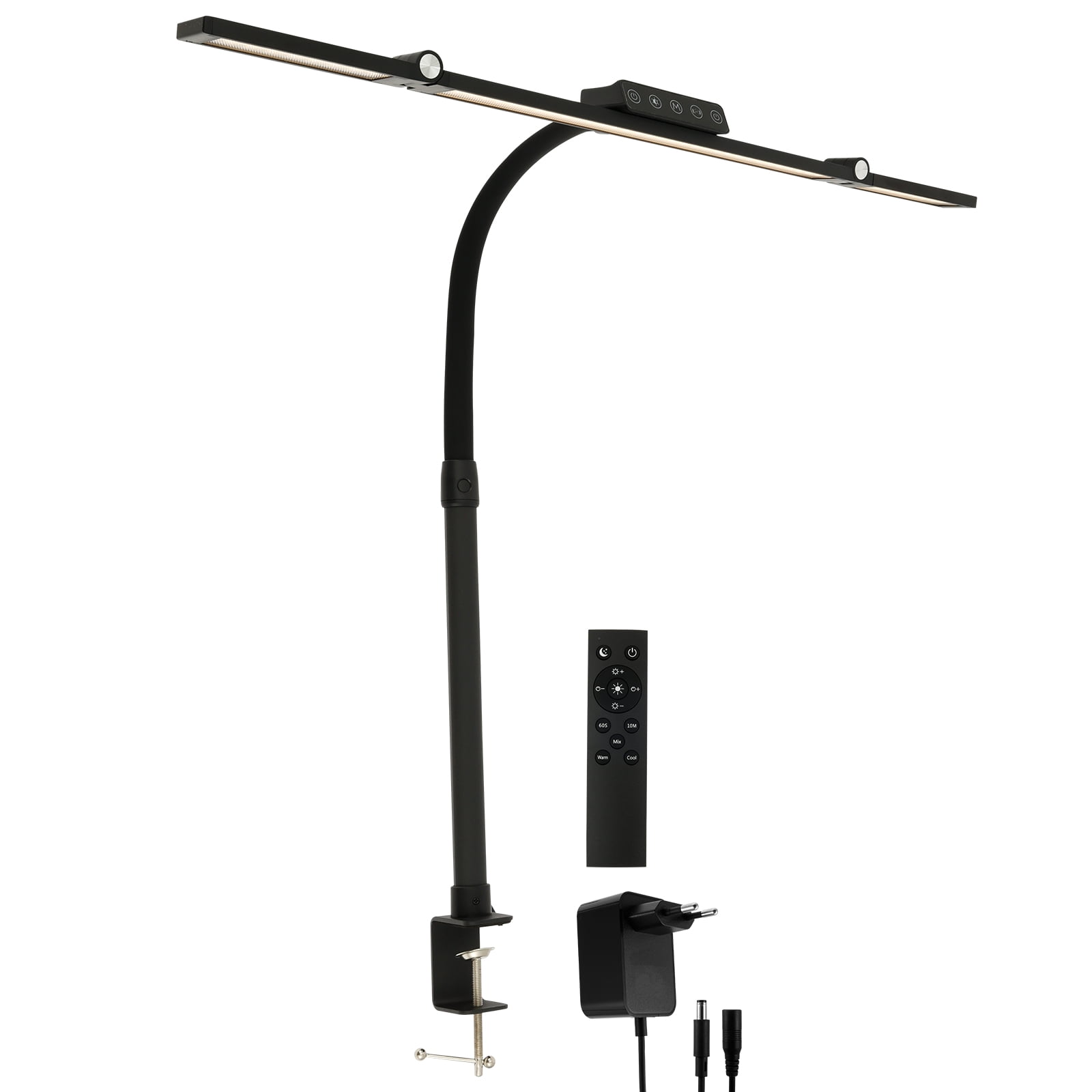 FVKRNYZ LED Desk Clamp Lamp, Adjustable Table Reading Light Bar, Eye-Protecting Task Lighting for Office and Home (Black, 24 W) 8zoal