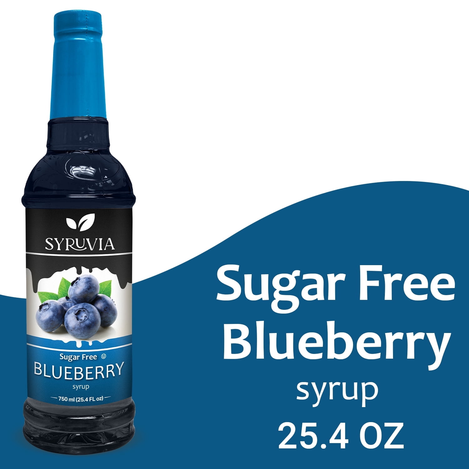 Syruvia Sugar Free Blueberry Coffee Syrup, Zero Calorie Flavoring for Lattes, Shakes, and Desserts (Blueberry, 25.4 fl oz) 3bbqk