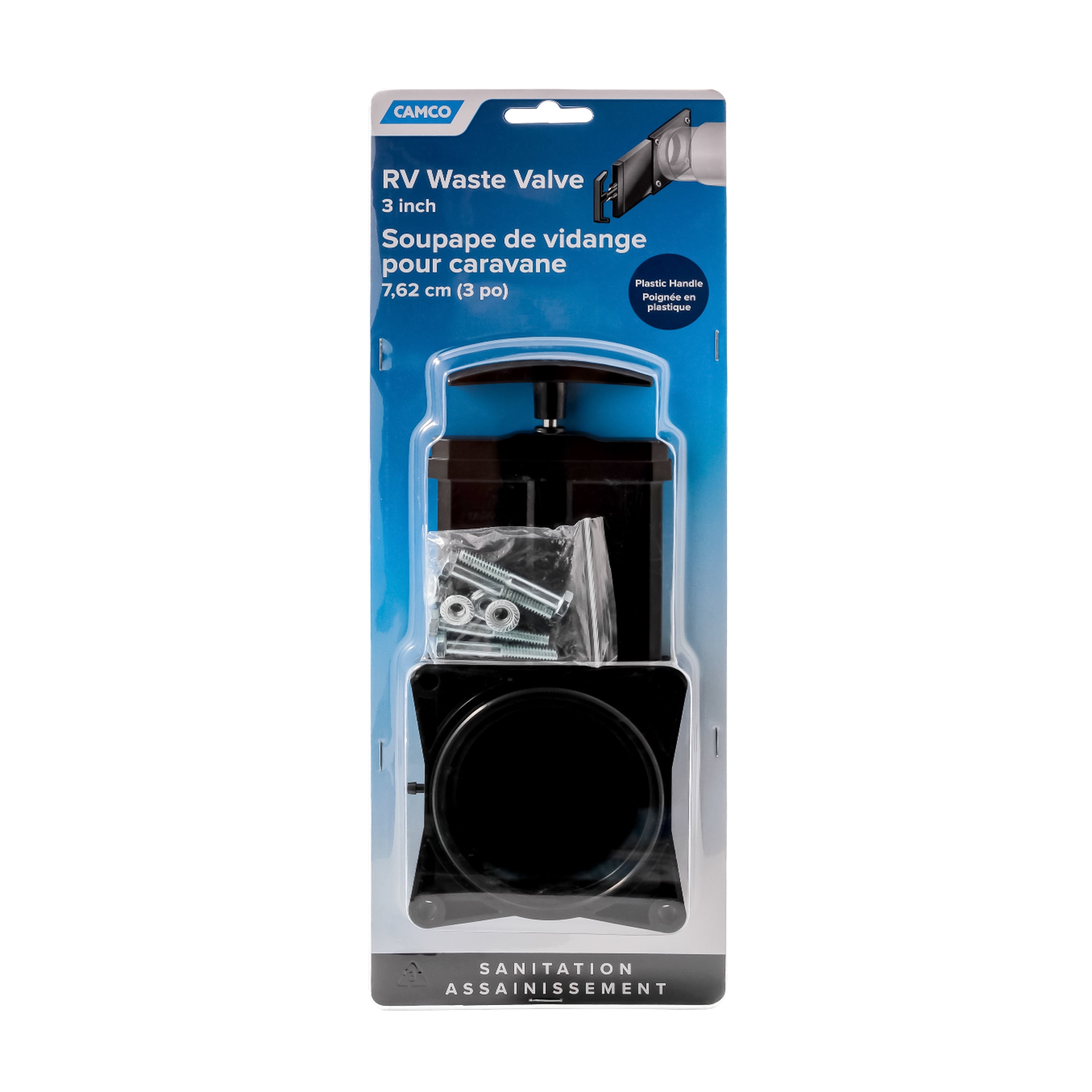 Camco RV Sewer Waste Valve, Replacement Gate Valve for 3-inch Sewer Pipes, Durable ABS Plastic (Black, 3-inch) vtpbn