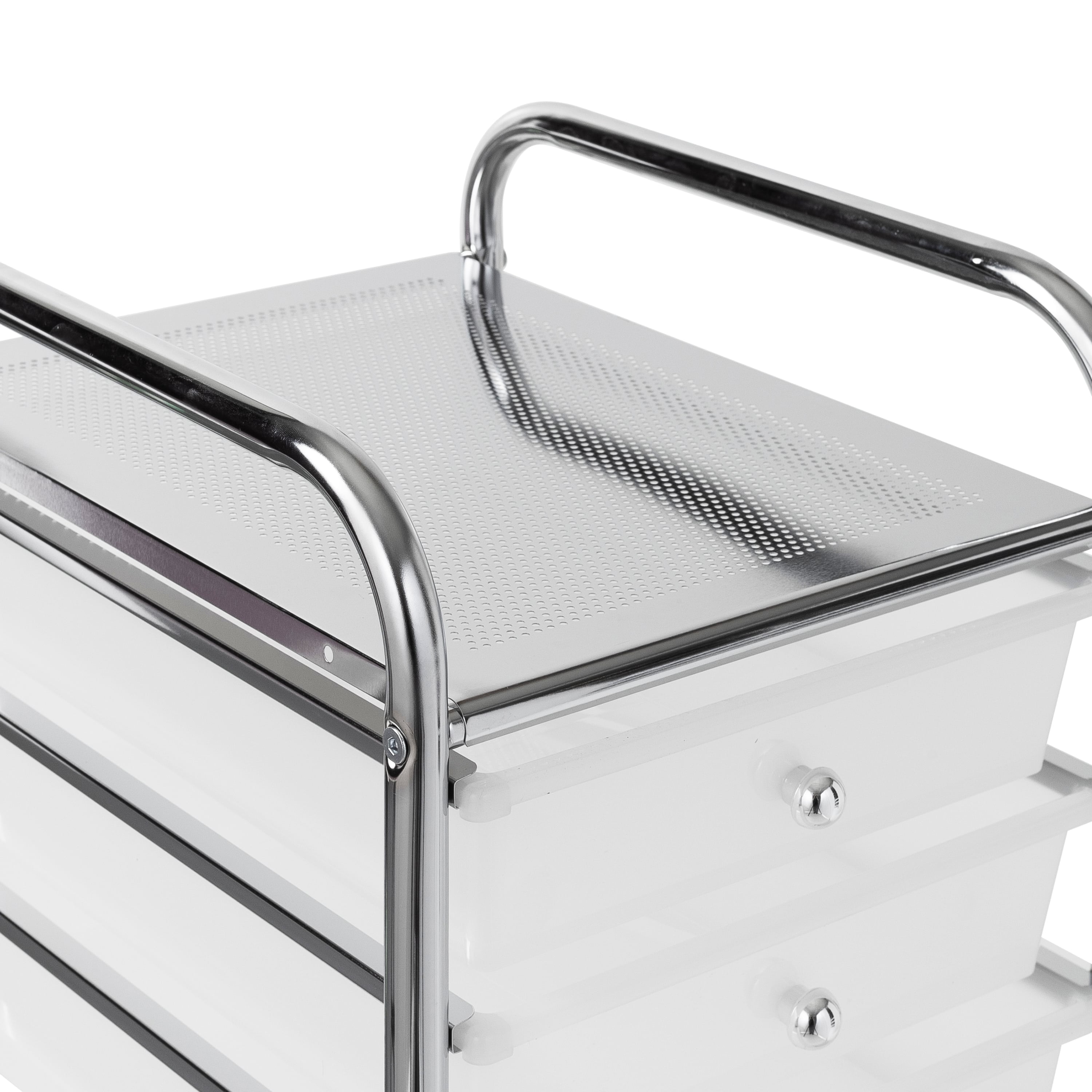 Hello Hobby 10-Drawer Rolling Craft Cart, Mobile Storage Organizer with Locking Wheels (Clear/Chrome, 15.31 in L x 12.6 in W x 38.1 in H) k0lp3