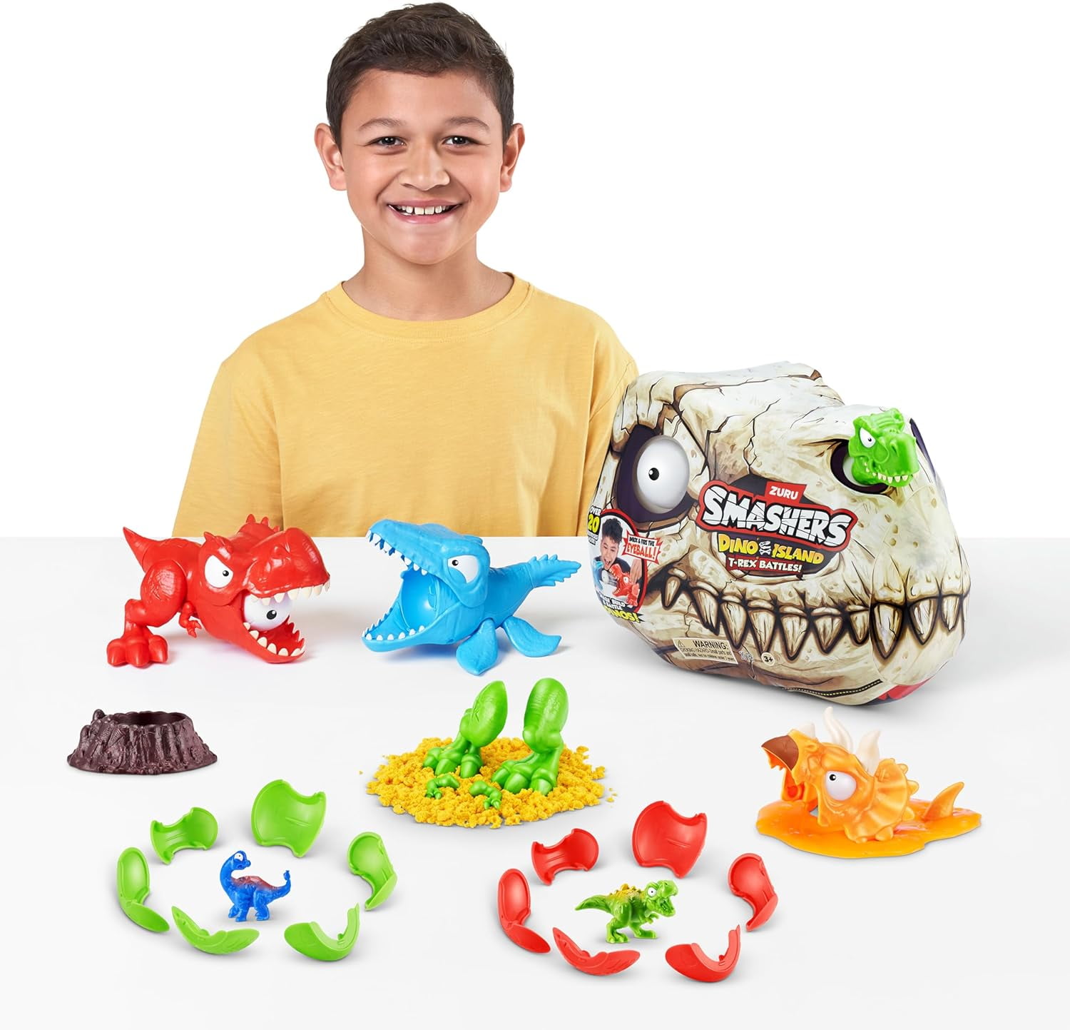 Smashers Dino Island T-Rex Battles Dinosaur Action Playset (Orange, 1 Pack) p7eqj