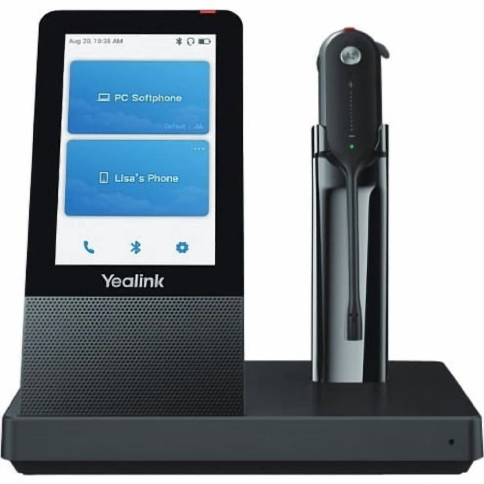 Yealink WH67 Wireless DECT Headset with Touch Screen Base and Qi Charging (Black, 1 Pack) vx3kj