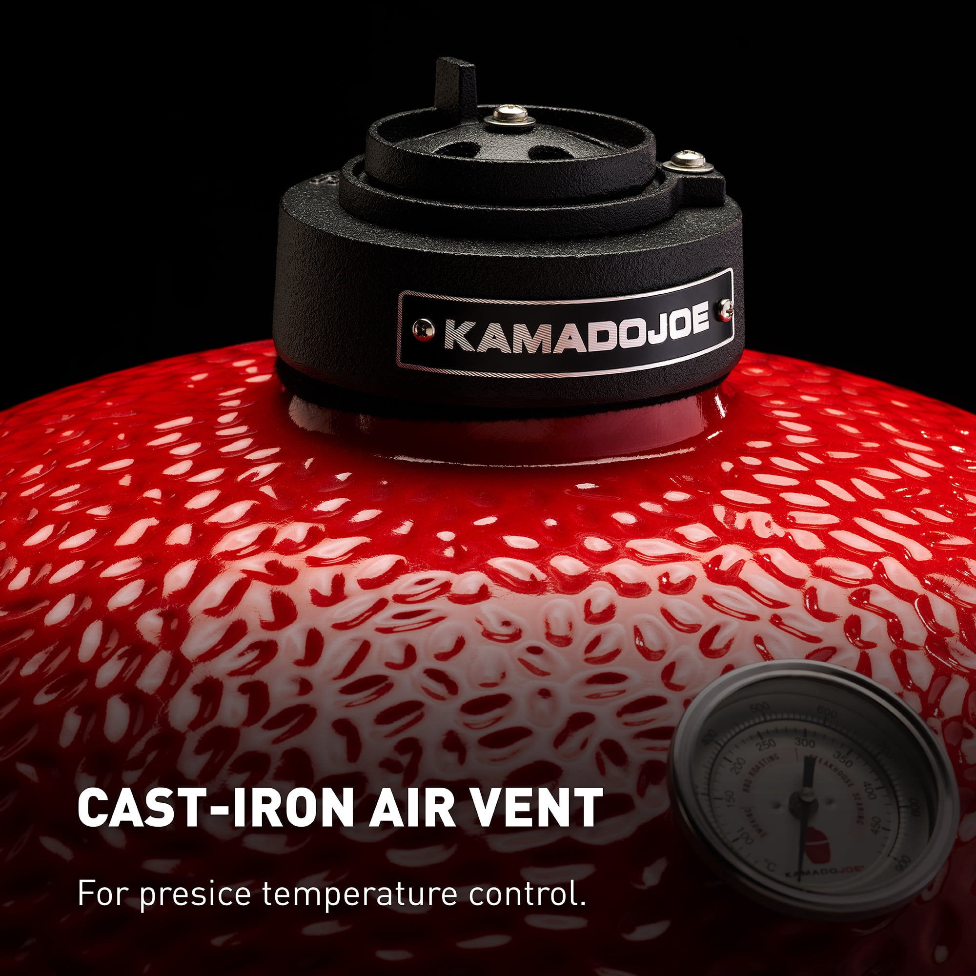 Kamado Joe Big Joe I 24 in. Ceramic Charcoal Grill with Cart and Side Shelves (Red, 24 in) 37rt4