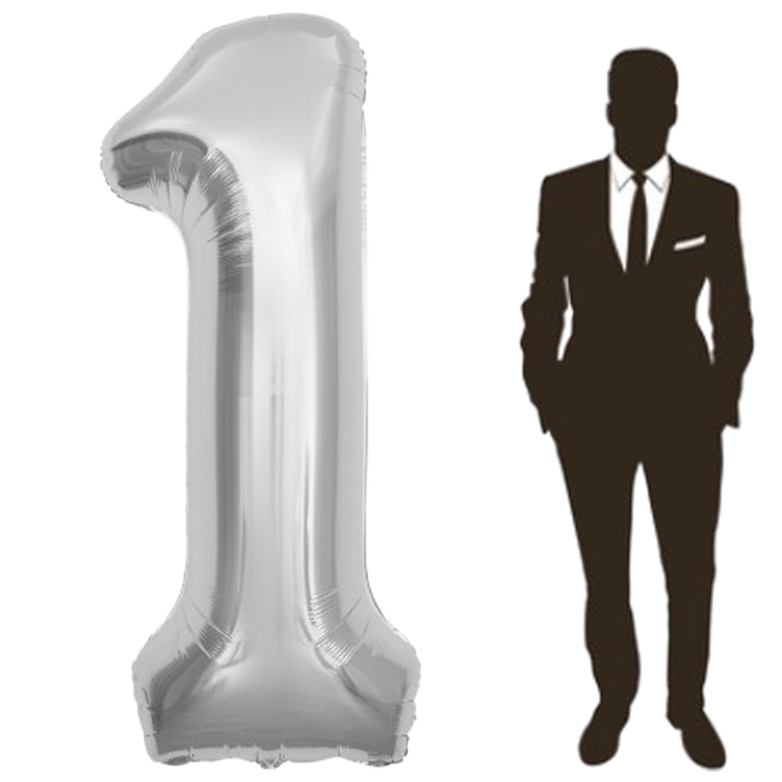 Yimen bloon Giant Foil Number Balloon for Birthday Party and Wedding Decoration (Silver, 65 in) i54p3