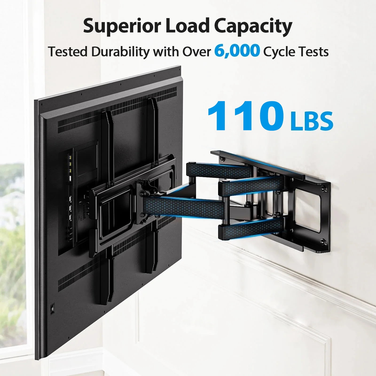 MountFTV Full Motion TV Wall Mount for 26-65 inch Screens (Heavy-Duty, 110 lb Capacity) dnqch
