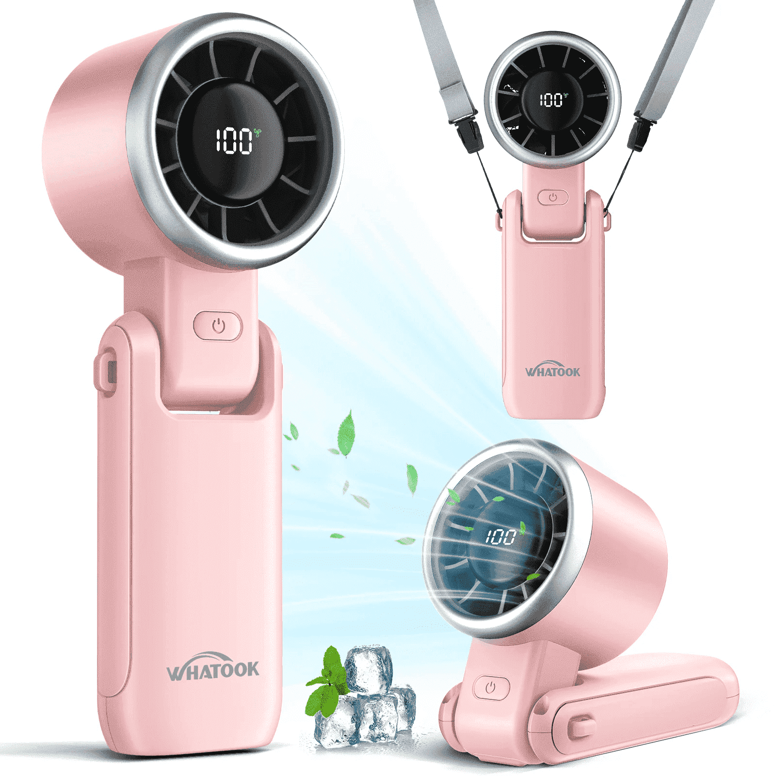 Kidsjoy Portable Handheld Turbo Fan, 5-Speed Adjustable Personal Cooling Fan with Foldable Design (Pink, 0.42 lb) x5uuf