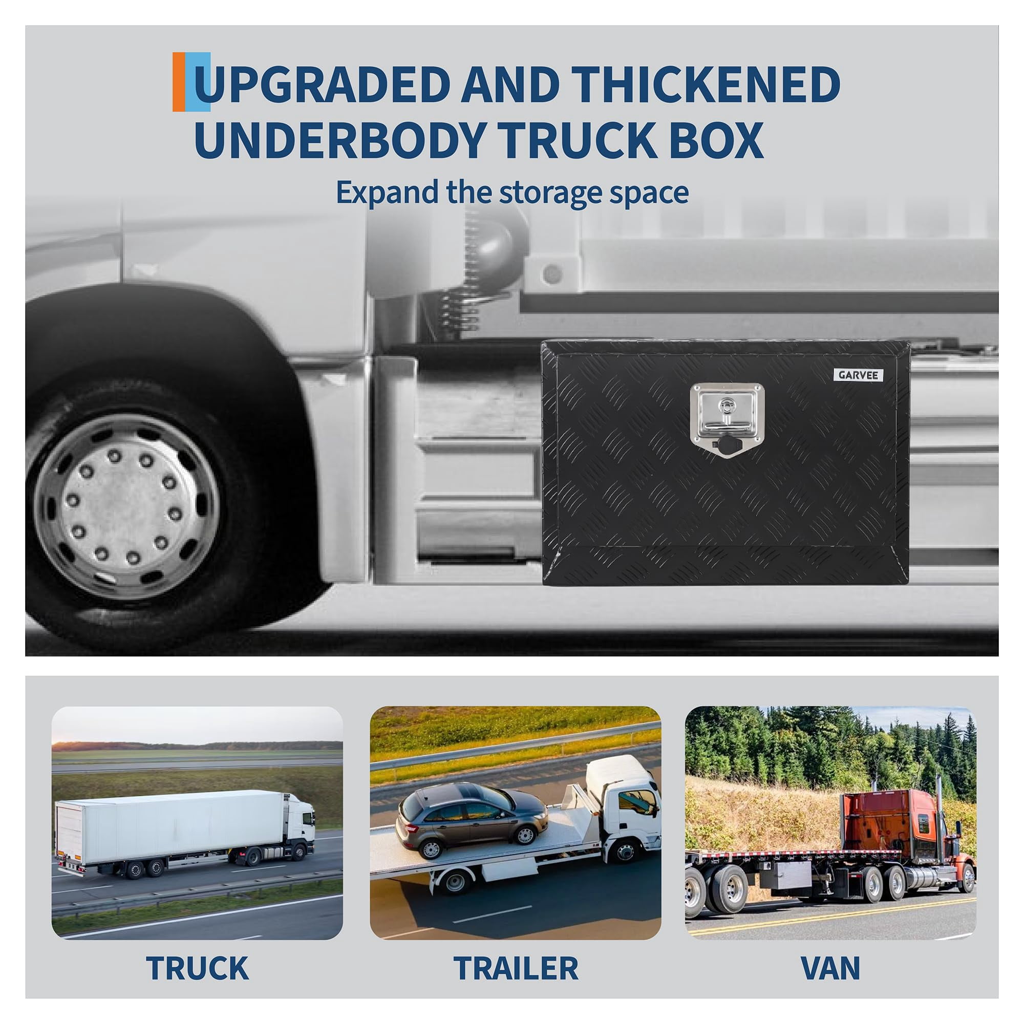 JustSmart Heavy Duty Aluminum Underbody Truck Tool Box, Waterproof Storage with Lockable T-Handle (Glossy Black, 36 in) hr3g4