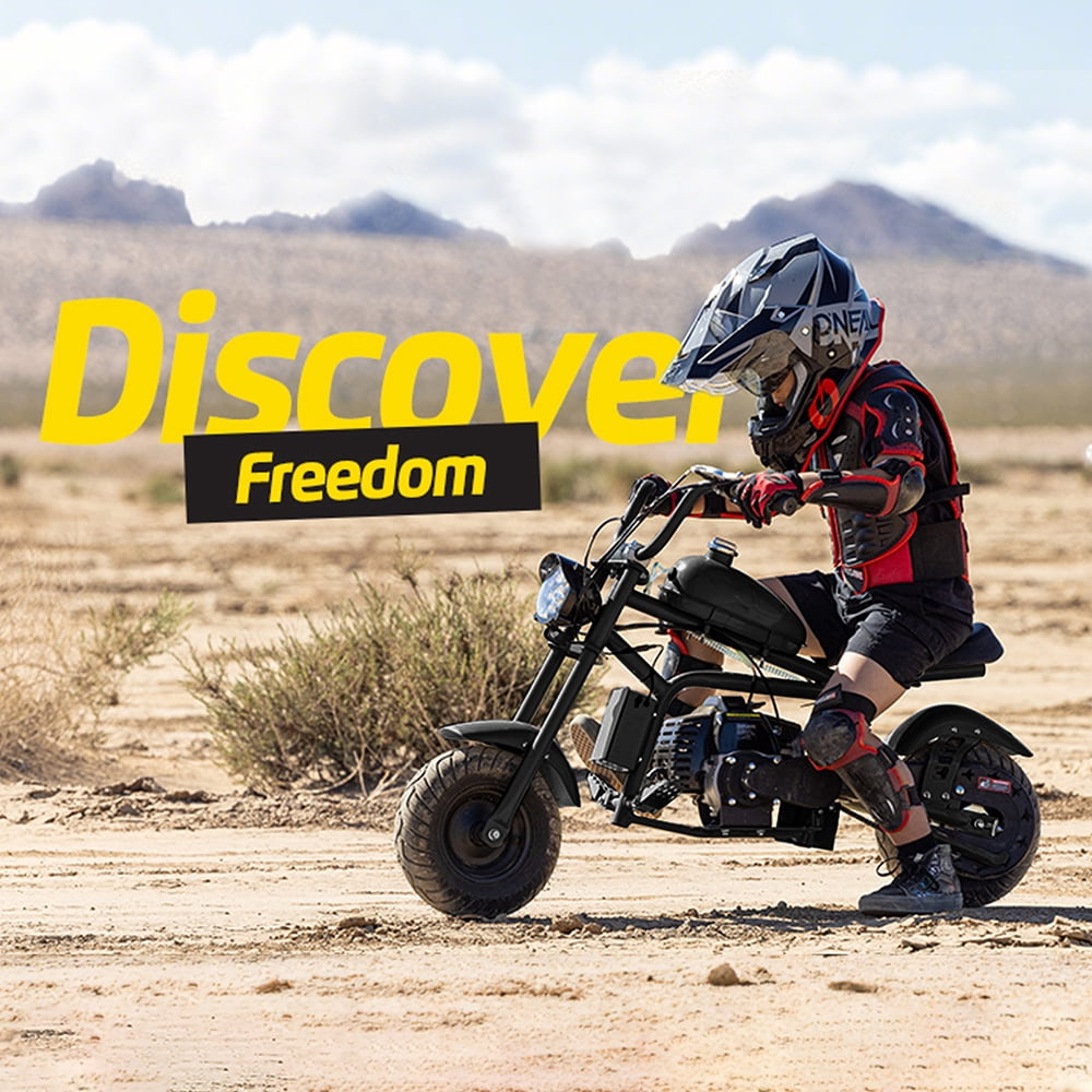 QEASET 49cc 2-Stroke Gas Powered Mini Dirt Bike, Off-Road Trail Bike with Headlight (Black, 49.21 in x 26.18 in x 29.53 in) x6w9p