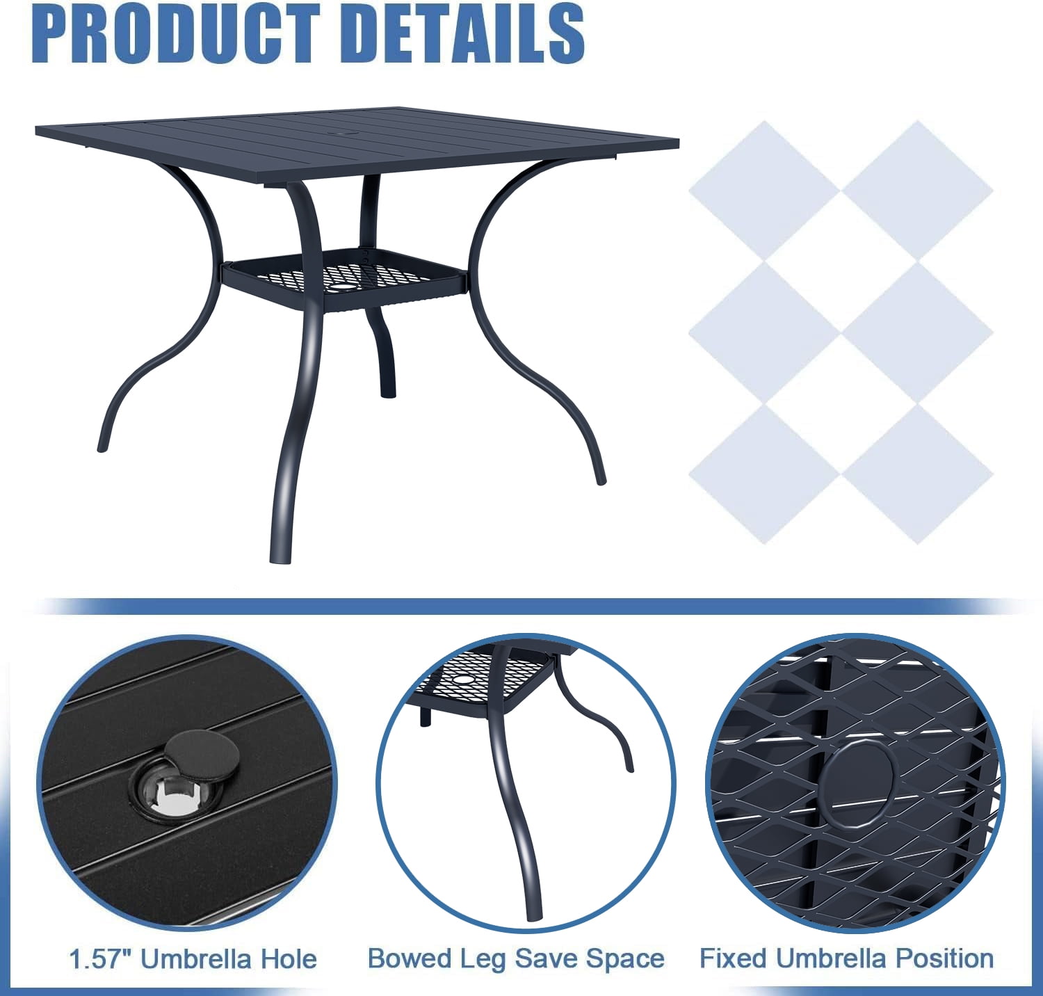 Suncrown 5-Piece Outdoor Patio Metal Dining Set with Swivel Chairs and Table (Brown Cushions, 37 in Table) 7hquh