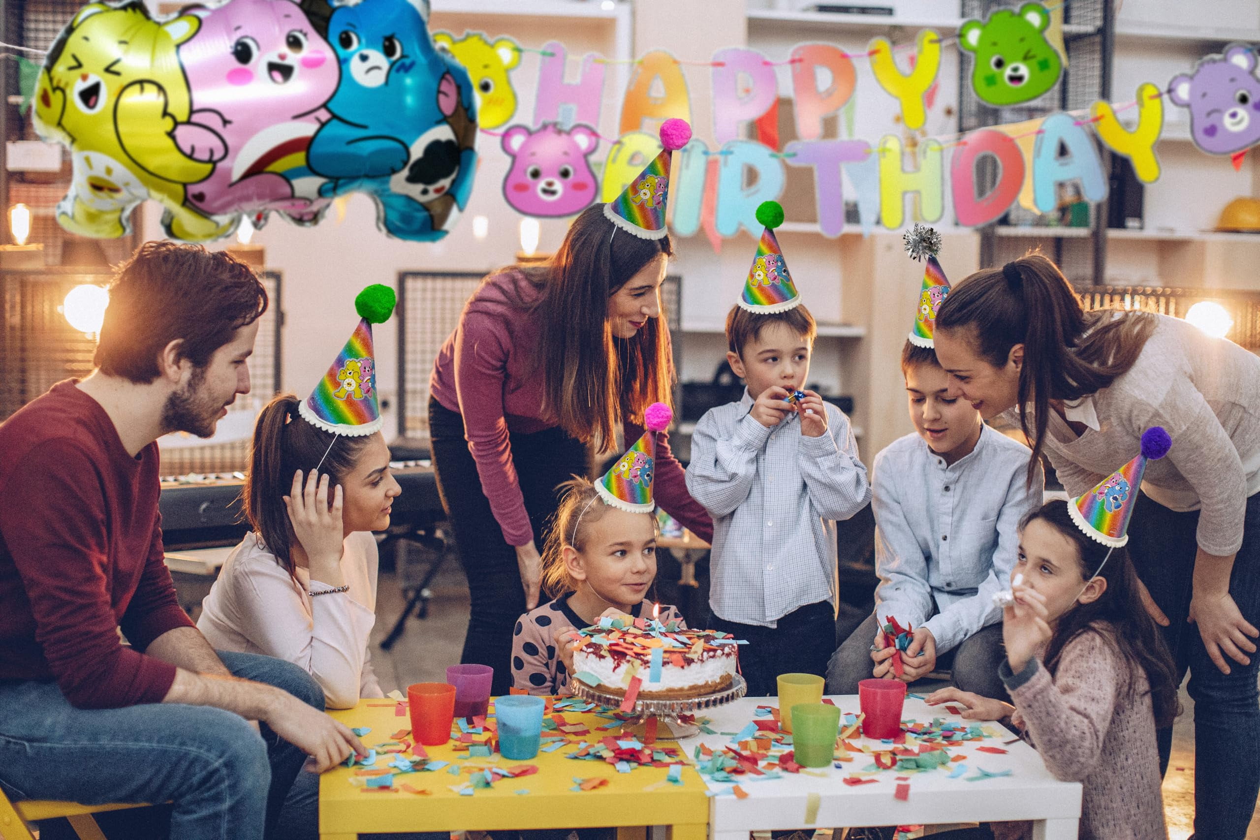 LUV HER Care Bears Birthday Party Supplies Set (31 Piece Kit, Multicolor) wa0vw