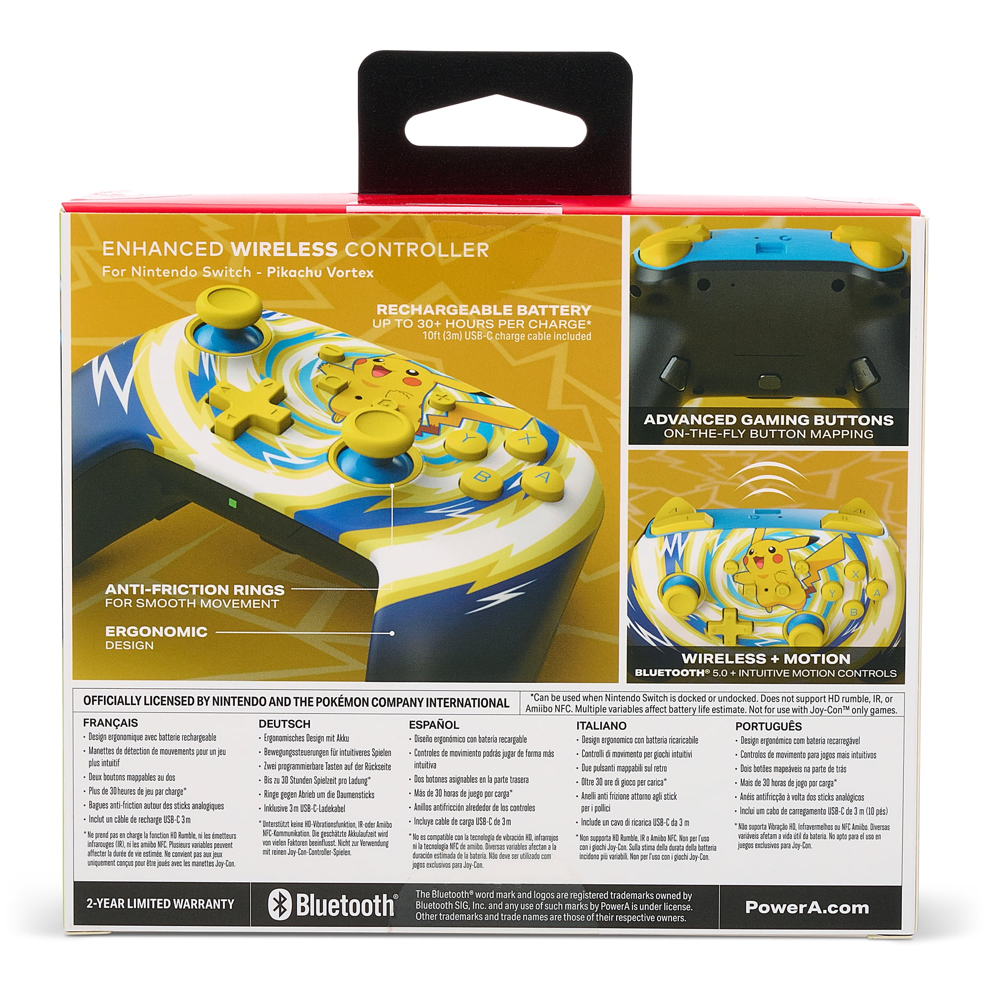 PowerA Enhanced Wireless Controller for Nintendo Switch - Pokémon Pikachu Vortex (Yellow, 10 ft) xytz2