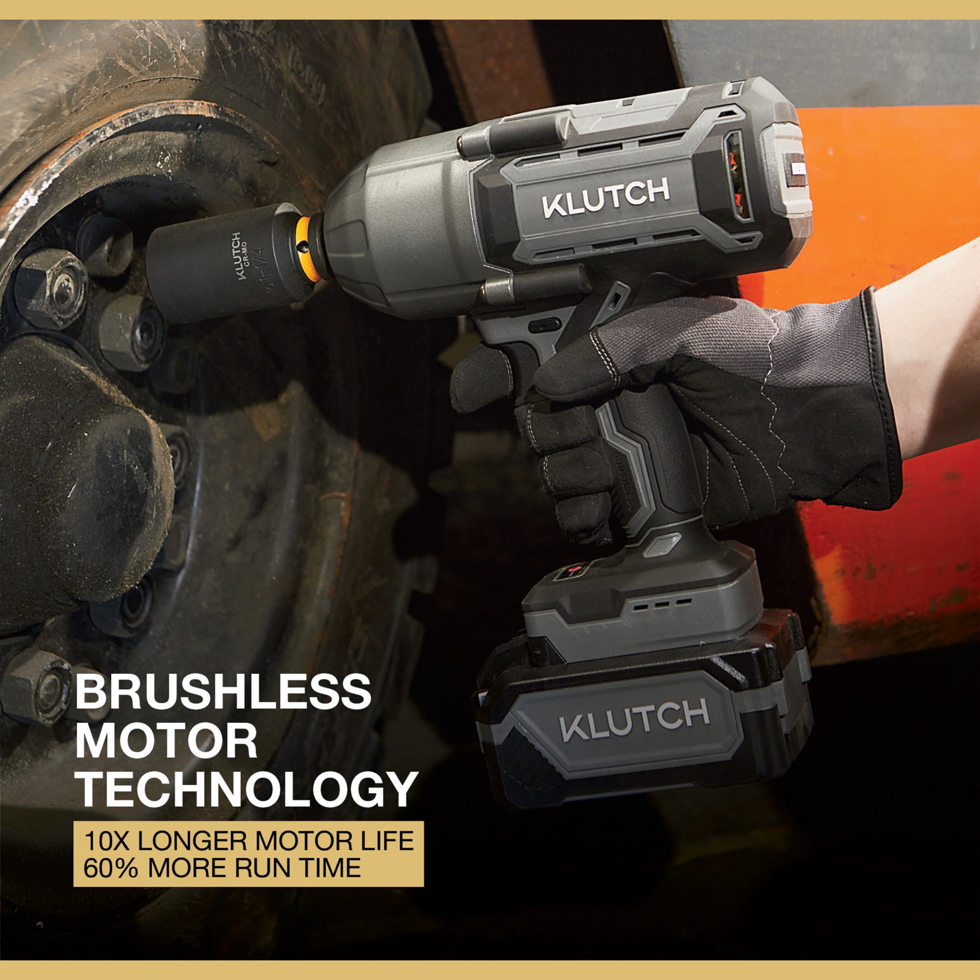 Klutch 20V Cordless Brushless High-Torque Impact Wrench (1/2 in. Drive, 1000 ft./lbs. Breakaway Torque) yv6kt