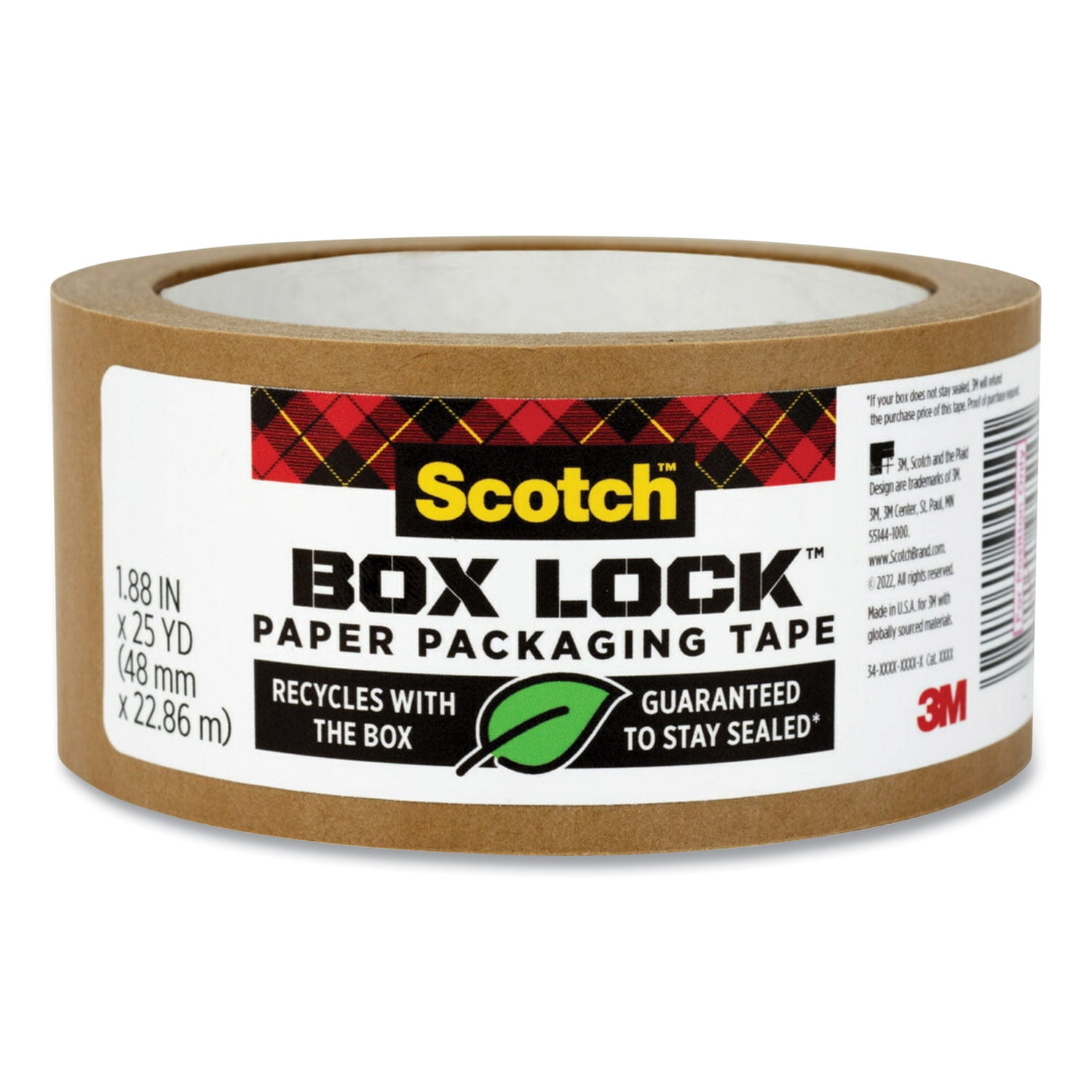 Scotch Box Lock Paper Packaging Tape, Heavy-Duty Adhesive for Shipping and Moving (Brown, 1.88 in x 75 ft, 5 Pack) jfwww