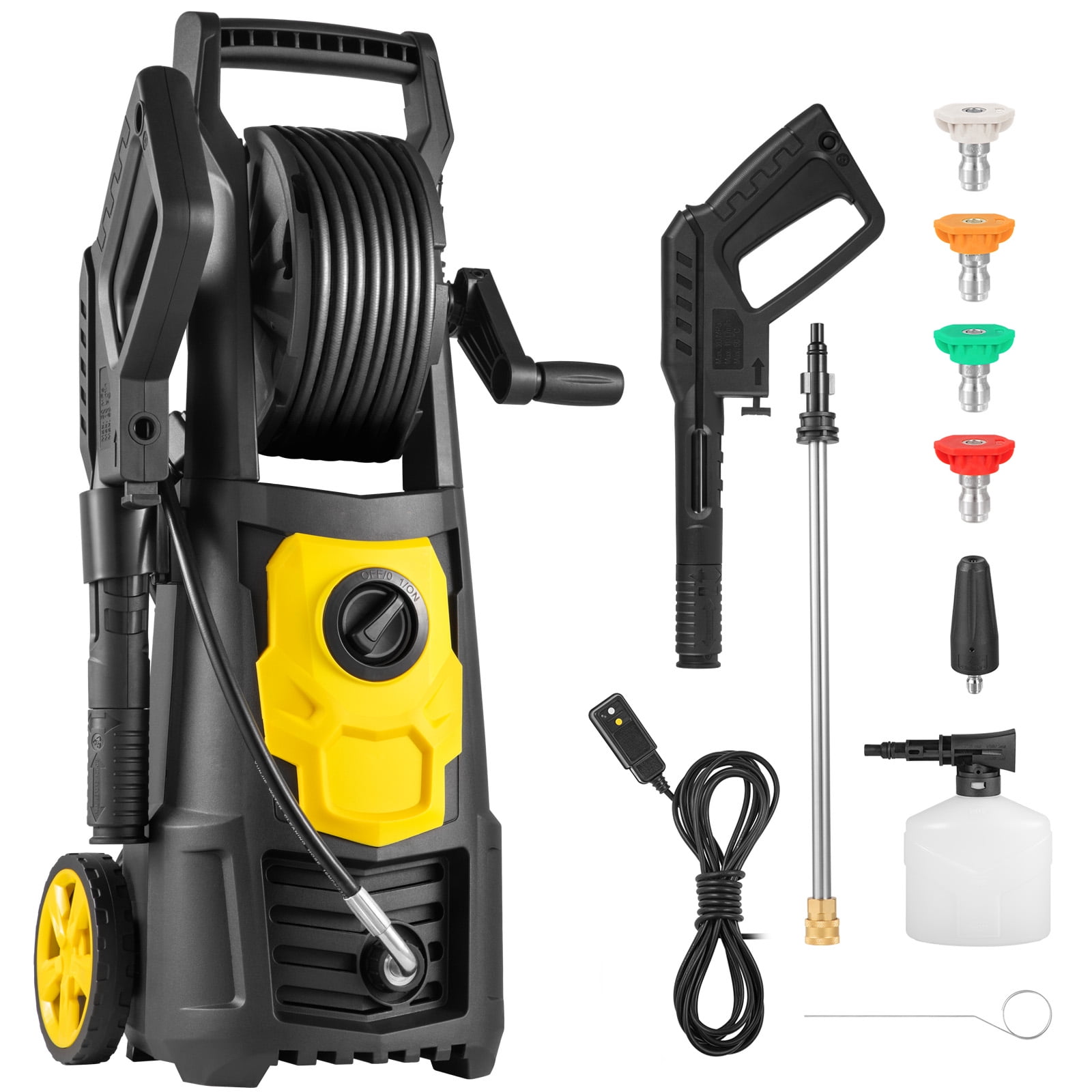 BENTISM Electric Pressure Washer, 2000 PSI 1.65 GPM Power Washer with 30 ft Hose Reel and 5 Quick Connect Nozzles (Black) znfxj