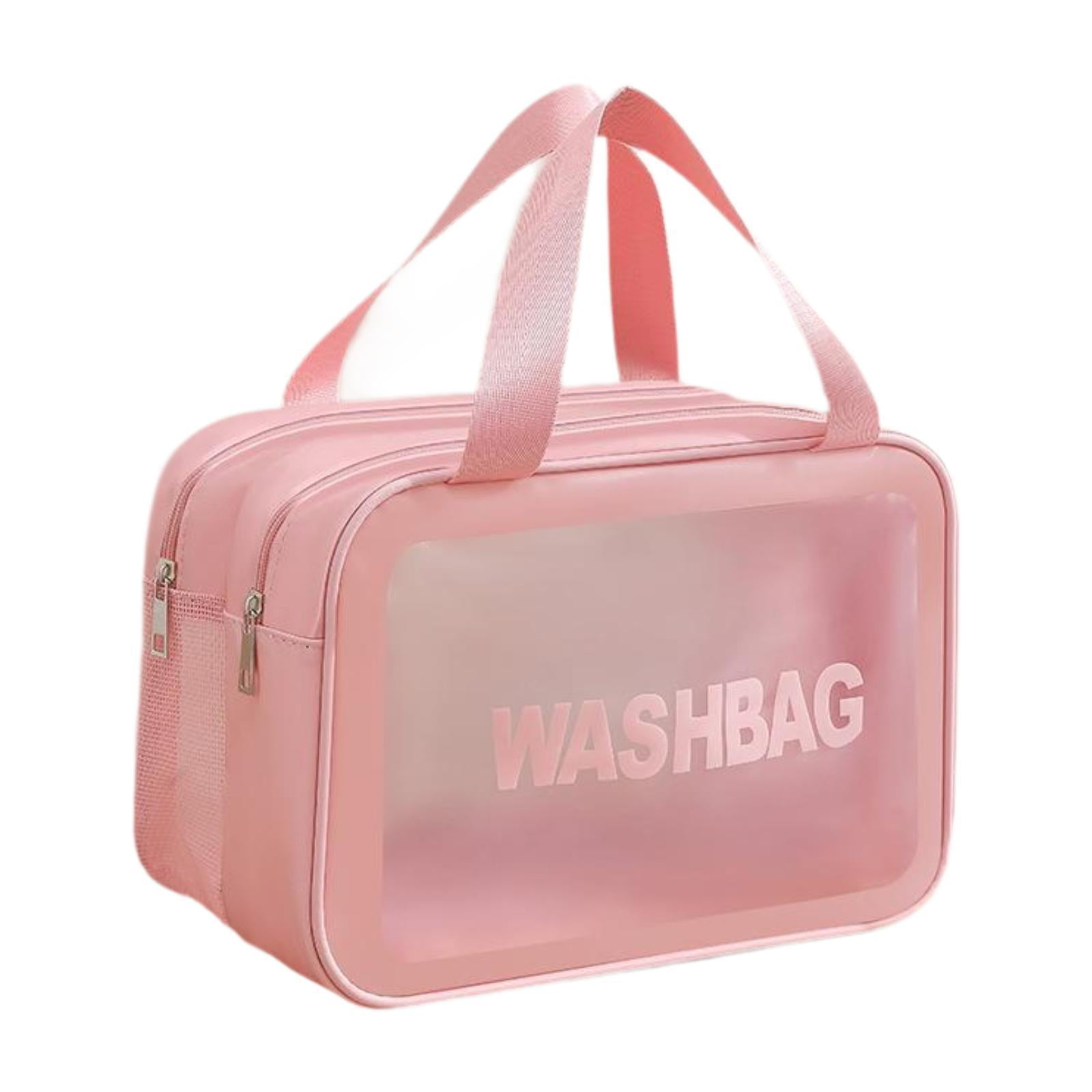Dolity Travel Toiletry Bag Cosmetic Organizer with Handle (Pink, 10.2 in x 5.9 in x 6.3 in) 6vbl2