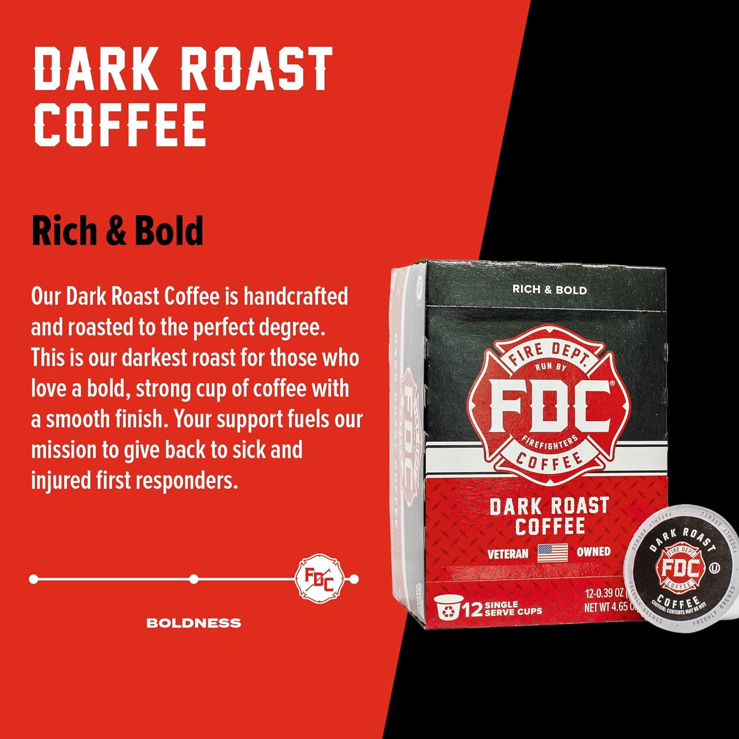 Fire Department Coffee Original Dark Roast Premium K-Cup Coffee Pods (Dark Roast, 12 Count) k9kir