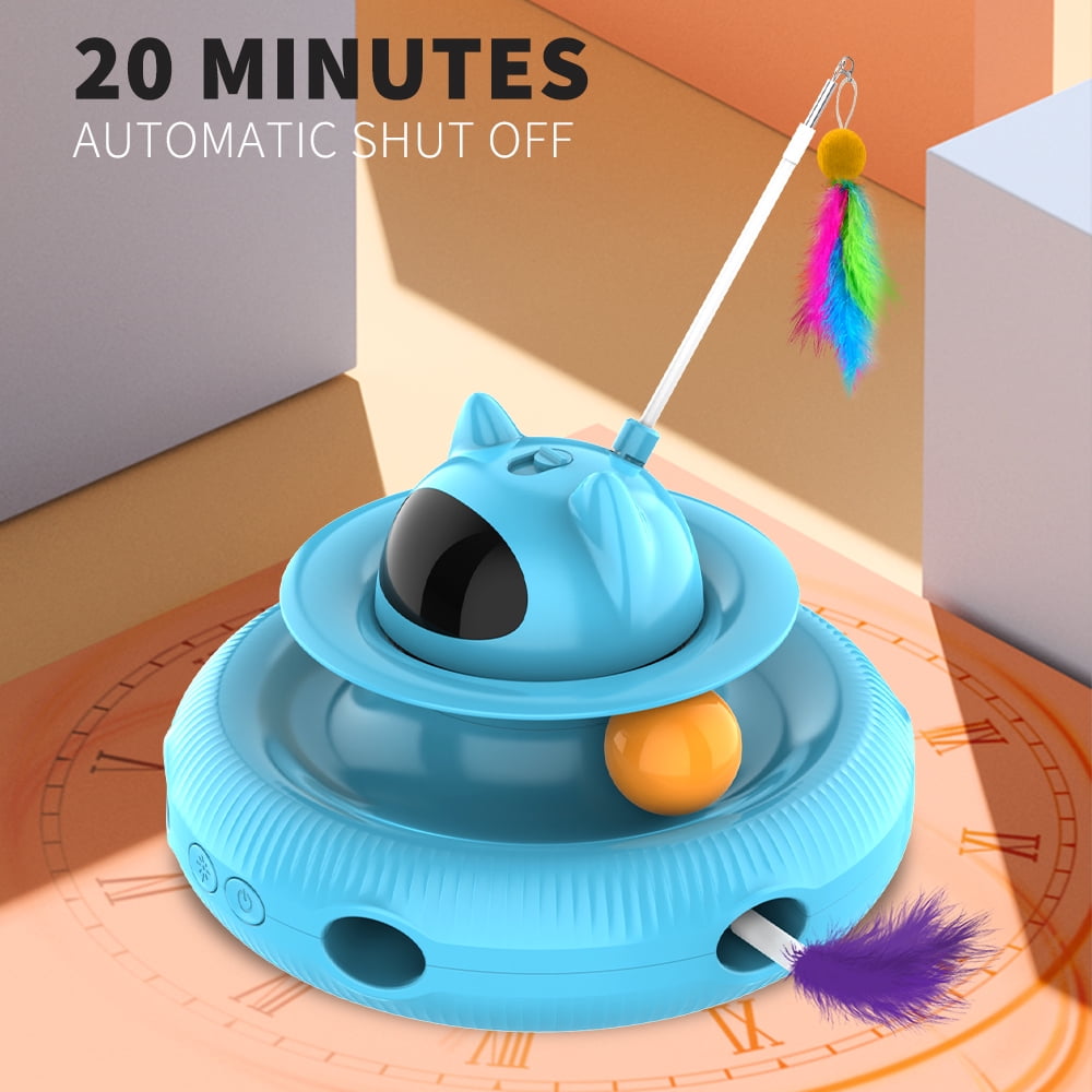 Cornmi 4-in-1 Interactive Cat Toy with Laser and Retractable Feather Wand (Blue, 1 Unit) l7f8q