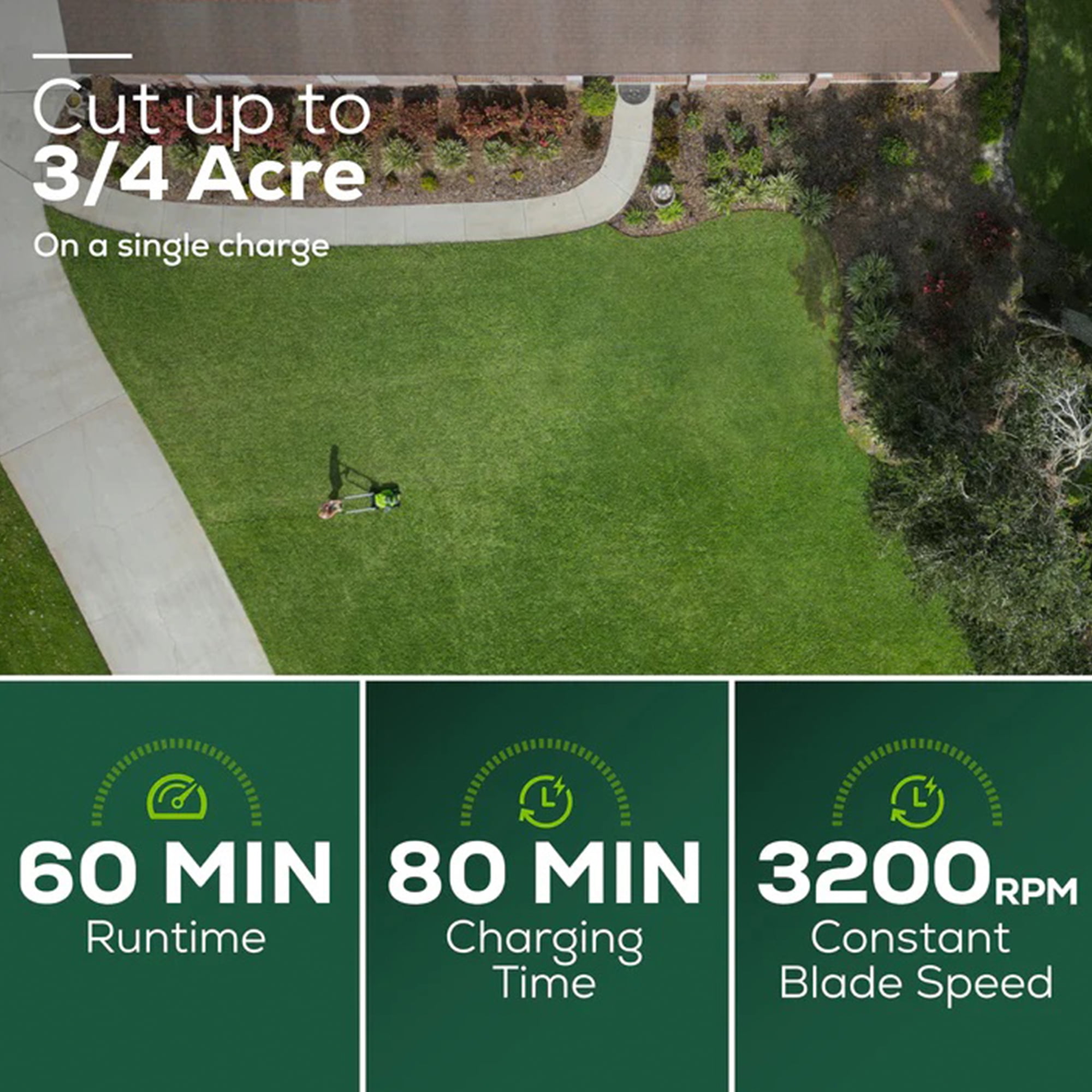 Greenworks 60V 21 in. Brushless Self-Propelled Cordless Lawn Mower (Green, 21 in. Deck) 50h1r