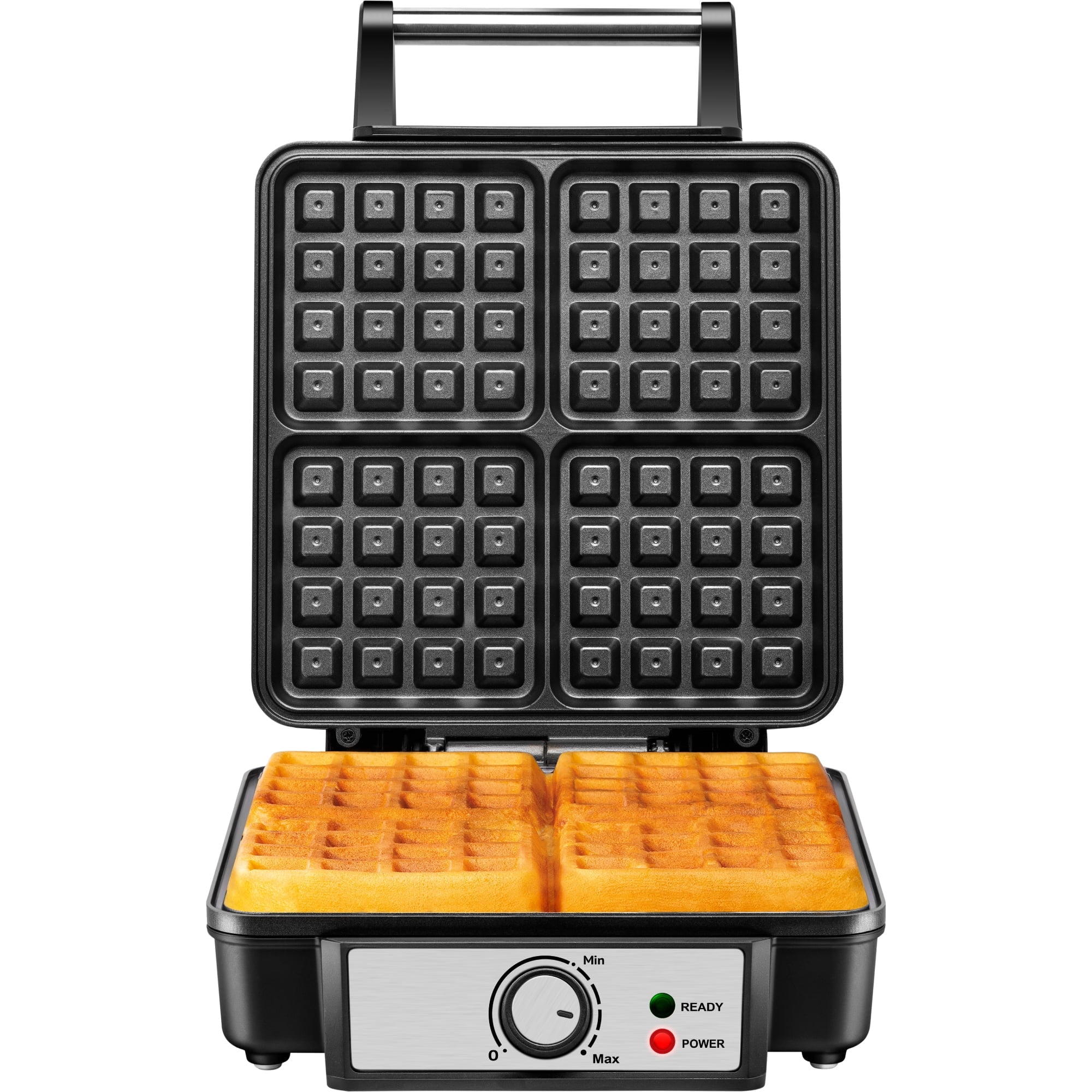 Chefman 4 Slice Belgian Waffle Maker with Adjustable Temperature Control (Silver, 12.5 in x 10.5 in x 4.5 in) mzu0d